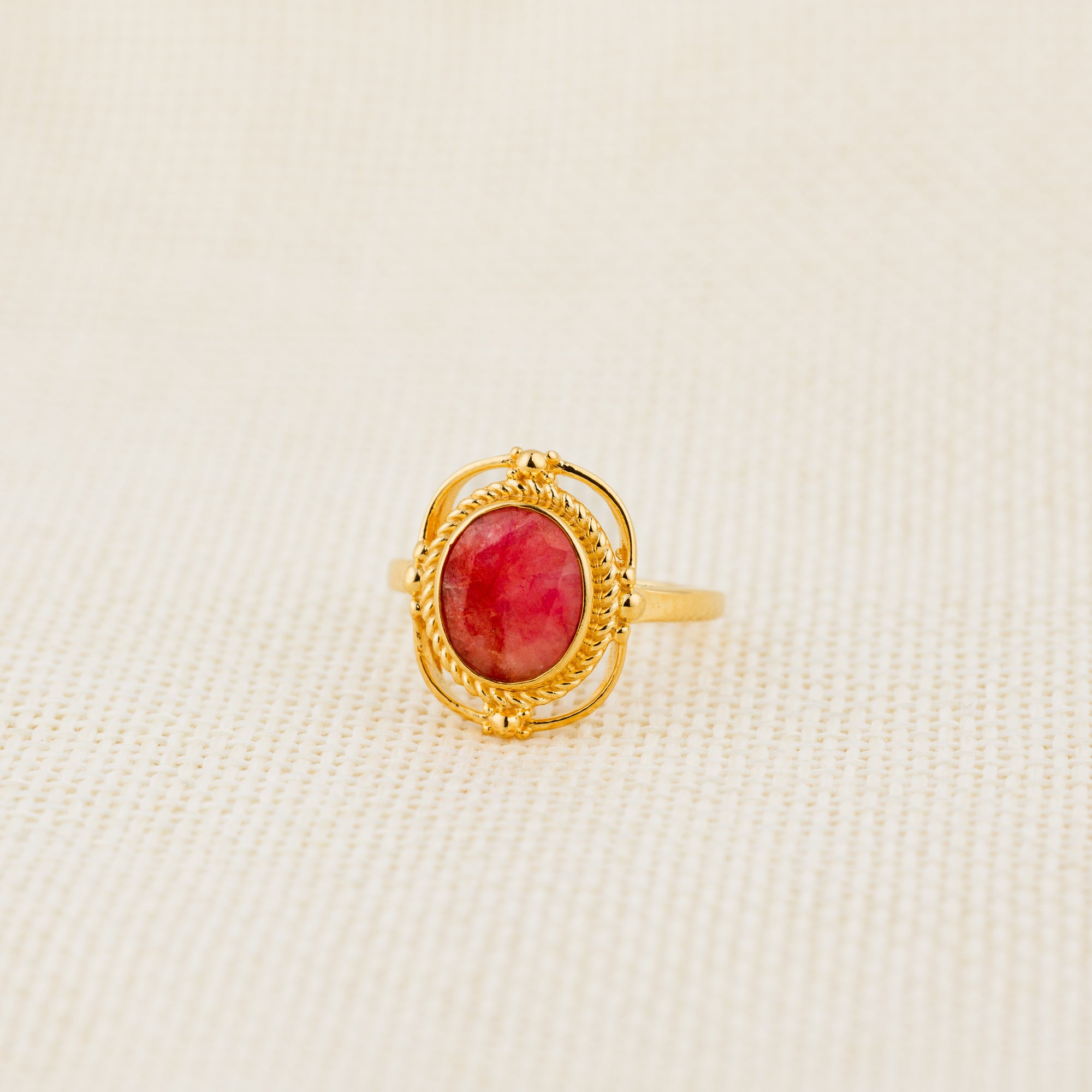 Natural Stone Ring (Lepidocrocite) - Silver 925 & Gold Plated