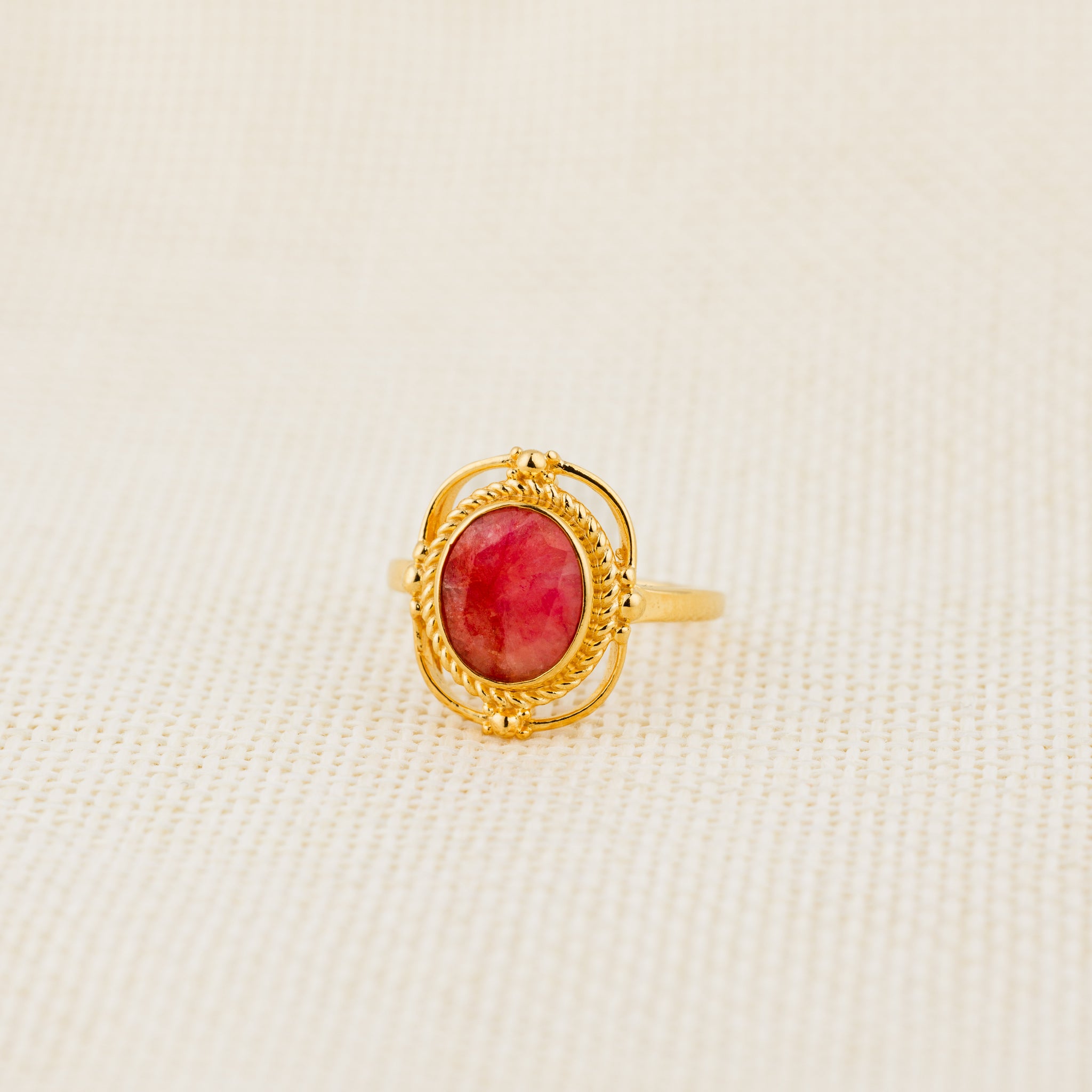 Natural Stone Ring (Lepidocrocite) - Silver 925 & Gold Plated