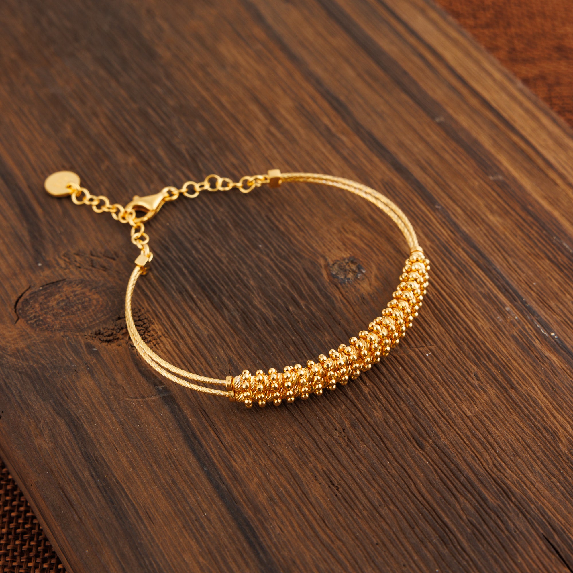 Gold Plated Cuff Bracelet (D7) - Silver 925