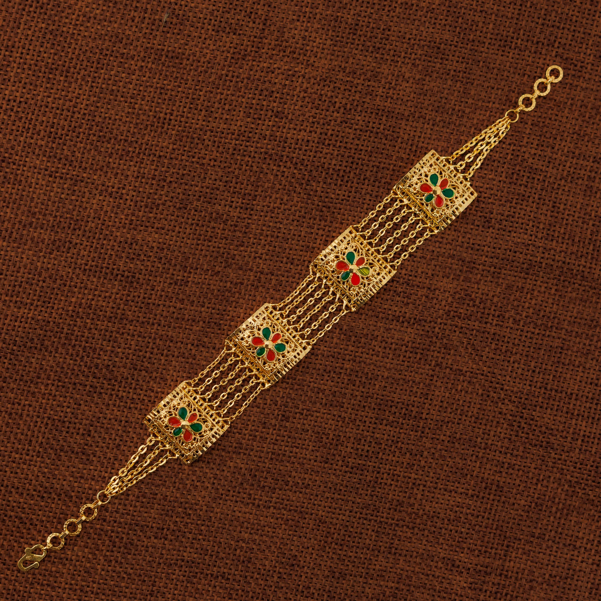 4 Murabba & Chain Bracelet (D2) - Silver 925 & Gold Plated