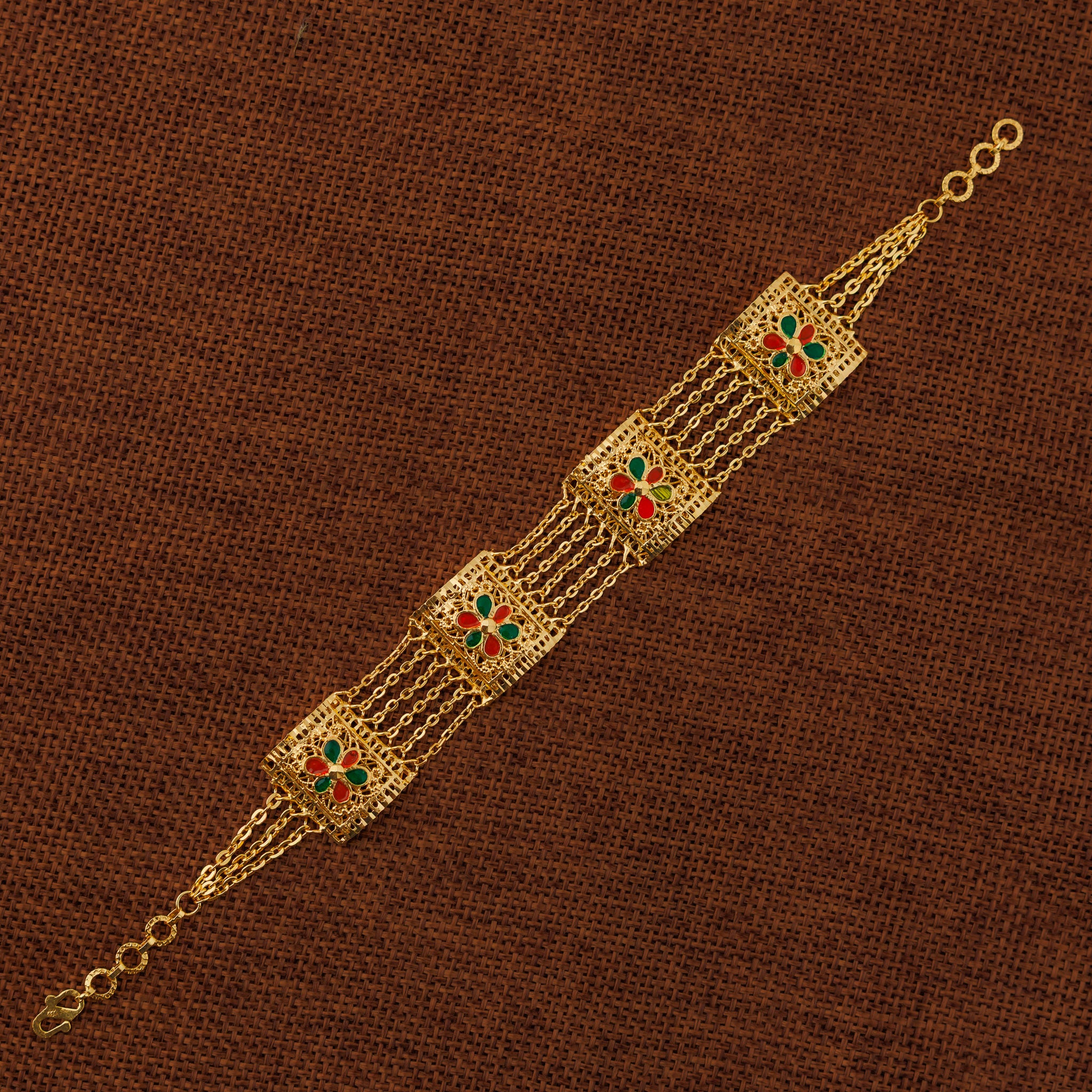 4 Murabba & Chain Bracelet (D2) - Silver 925 & Gold Plated
