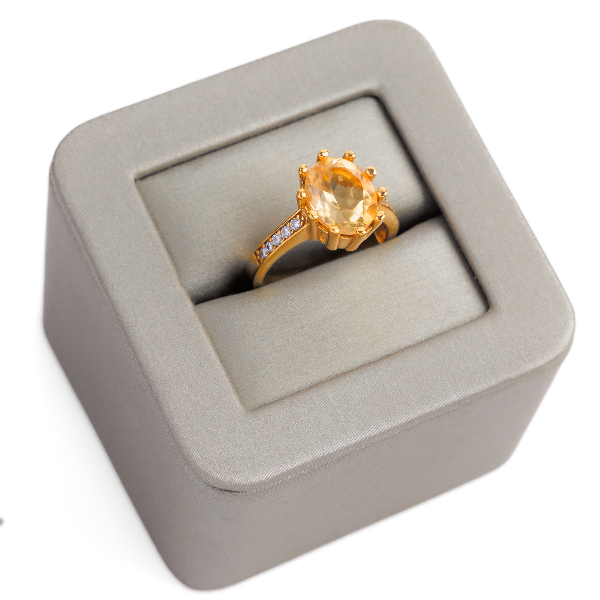خاتم الحجر الطبيعي (Topaz -B) - Silver 925 و Gold Plated