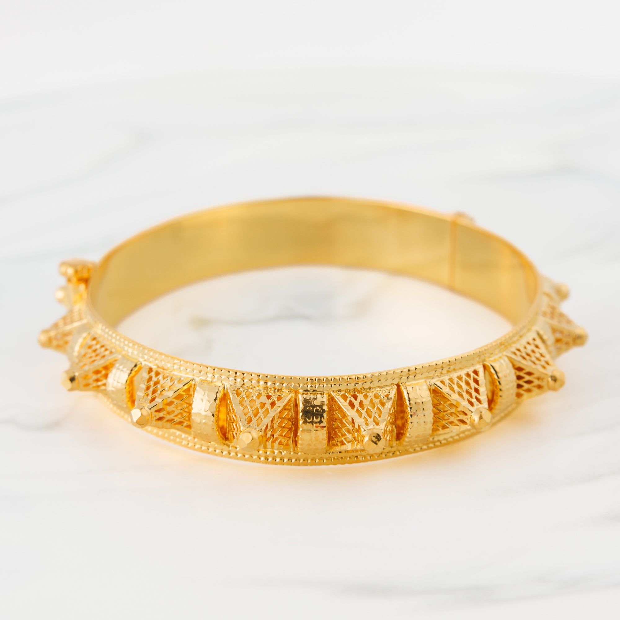 Thin Mushawak Bangle (D21) - Silver 925 & Gold Plated