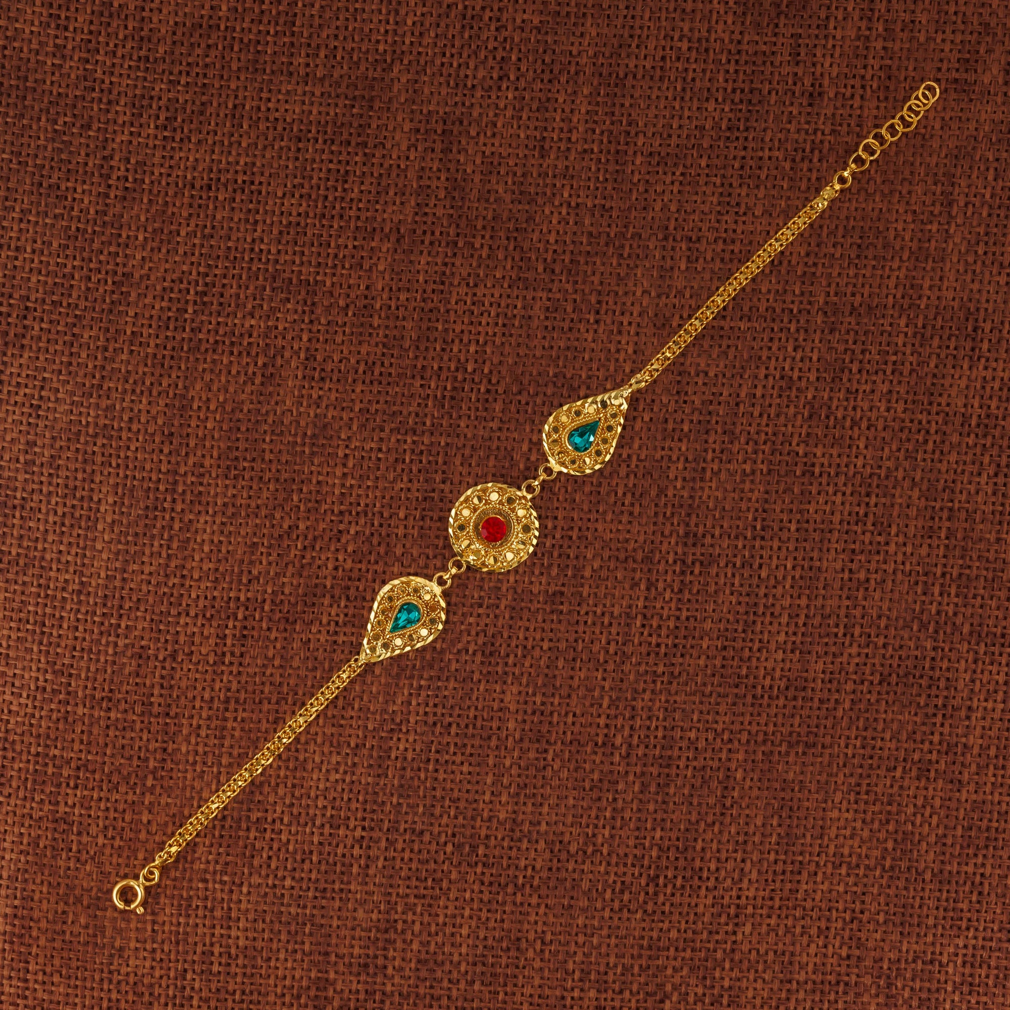 Drop Shape Stone Bracelet (D1) - Silver 925 & Gold Plated