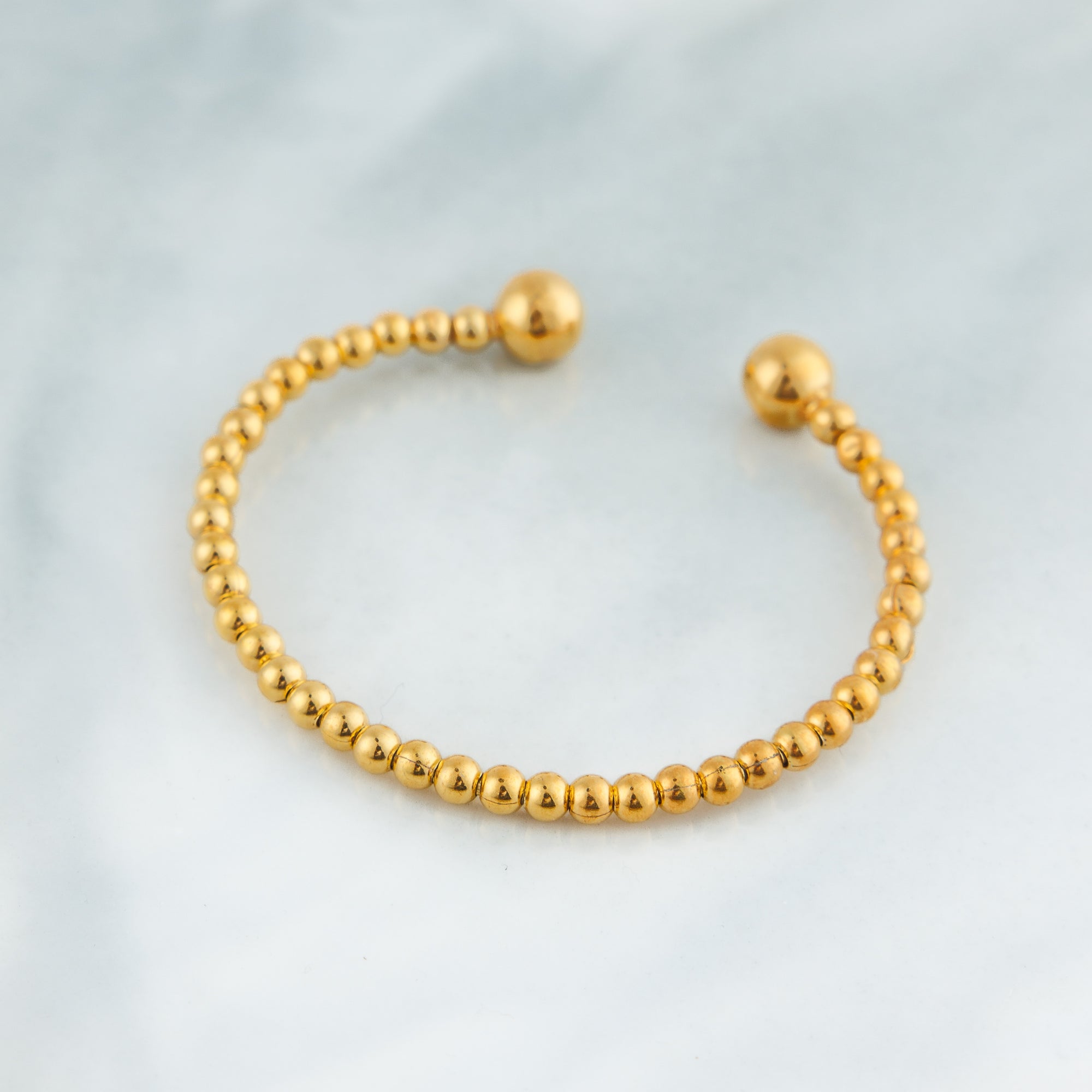 Flexible Kids Bead Bangle (D1) - 925 Silver & Gold Plated