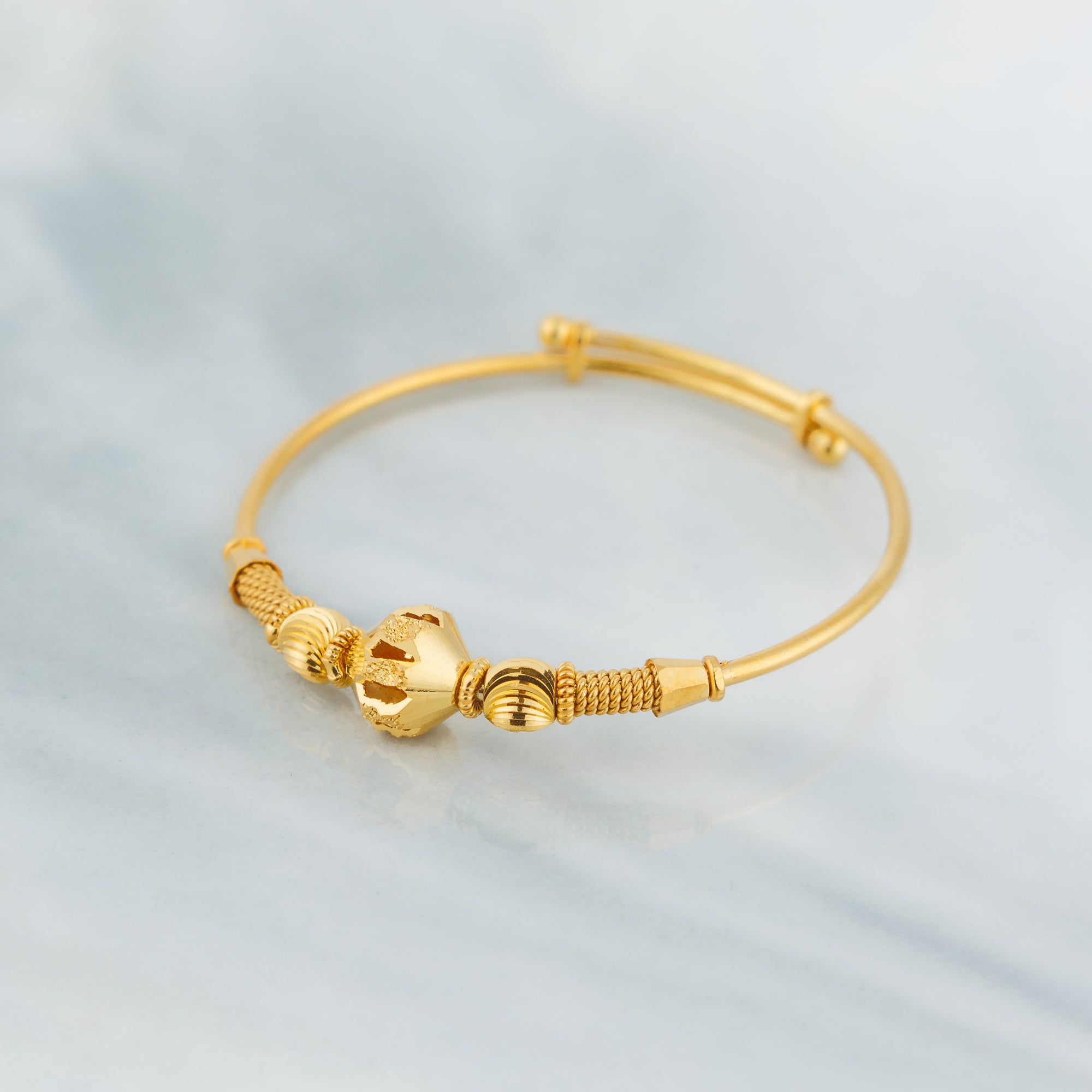 Beads Flex Kids Bangle (D19) - Silver 925 & Gold Plated