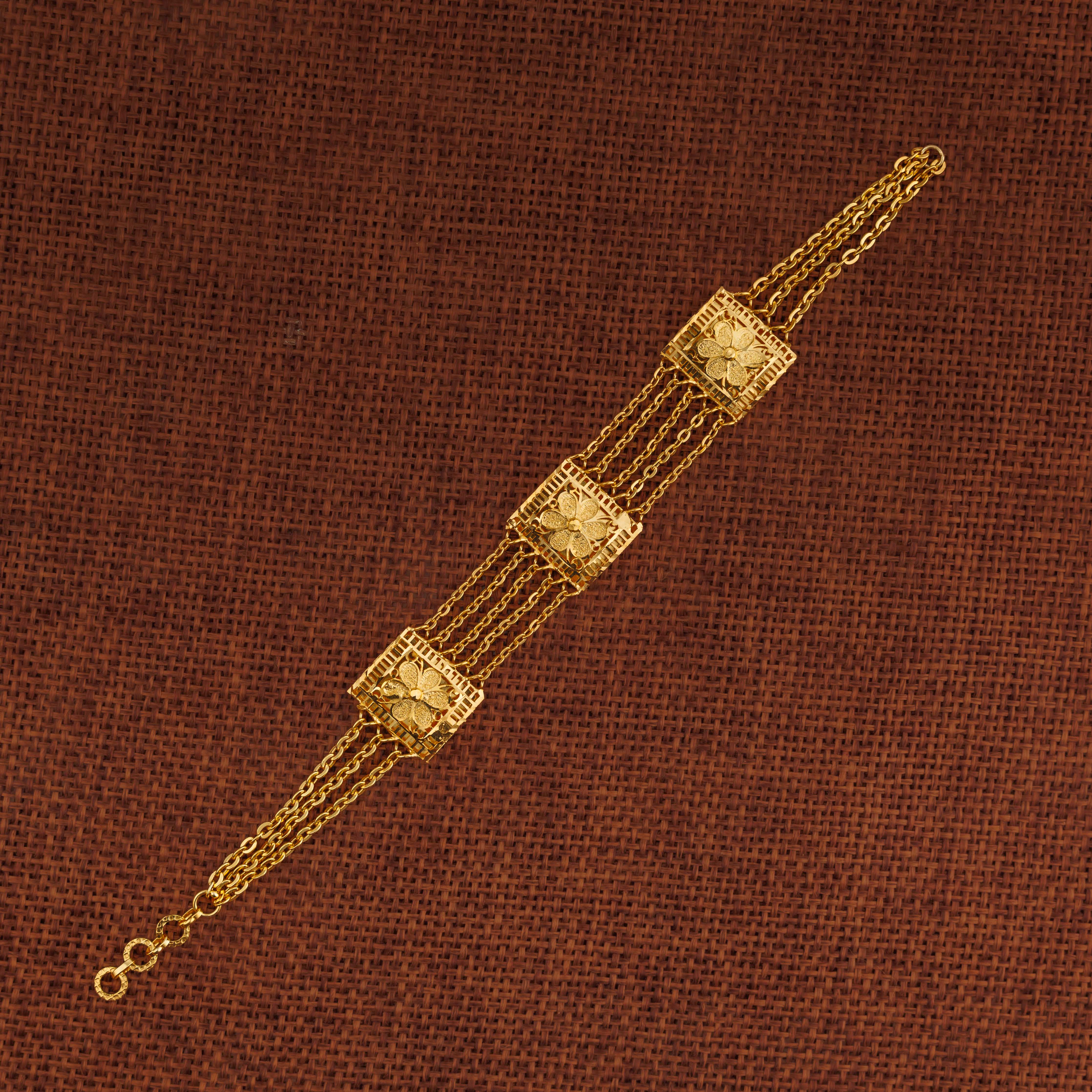 3 Murabba & Chain Bracelet (D4) - Silver 925 & Gold Plated