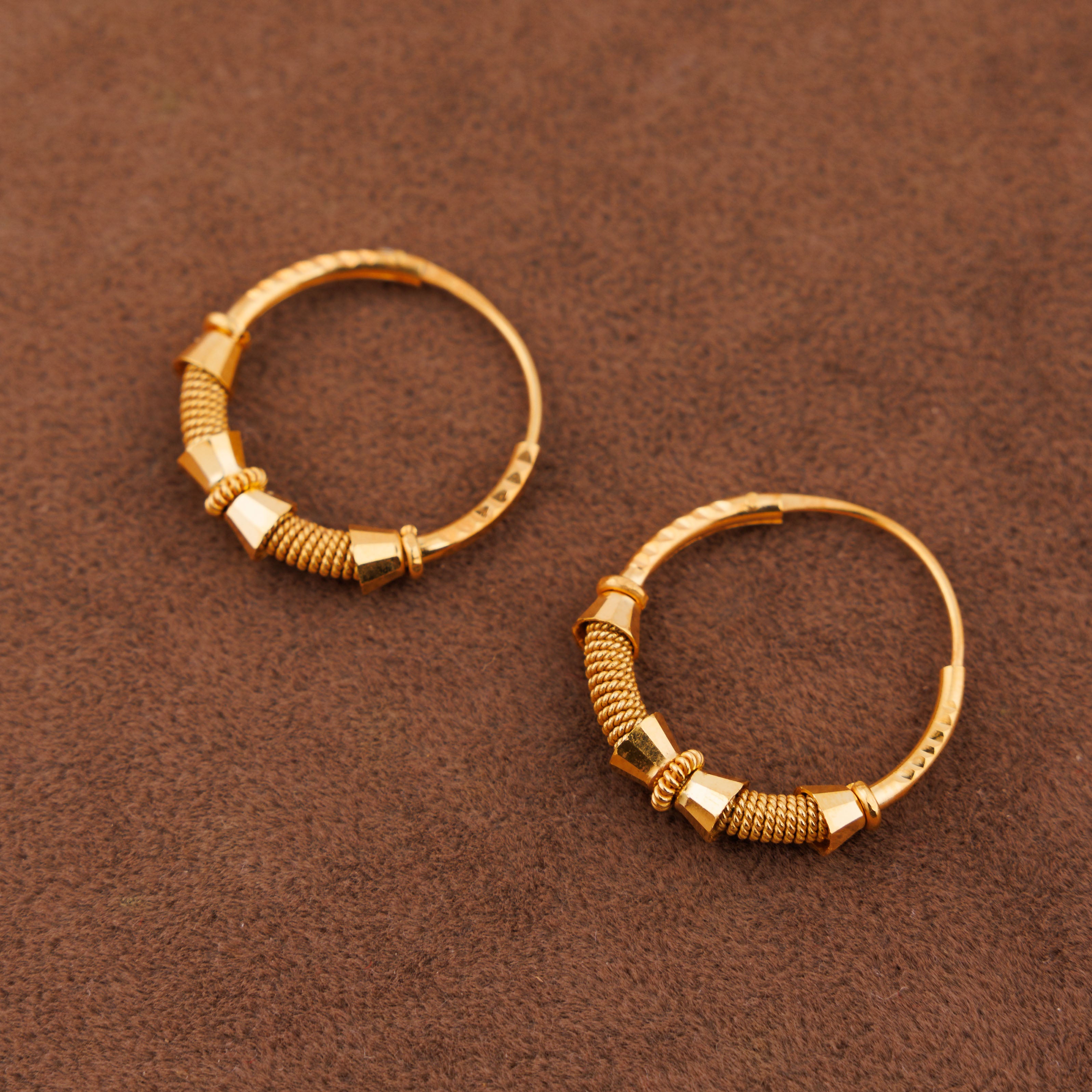 أقراط دائرية D42- (V1) - فضة 925 ومطلية بالذهب