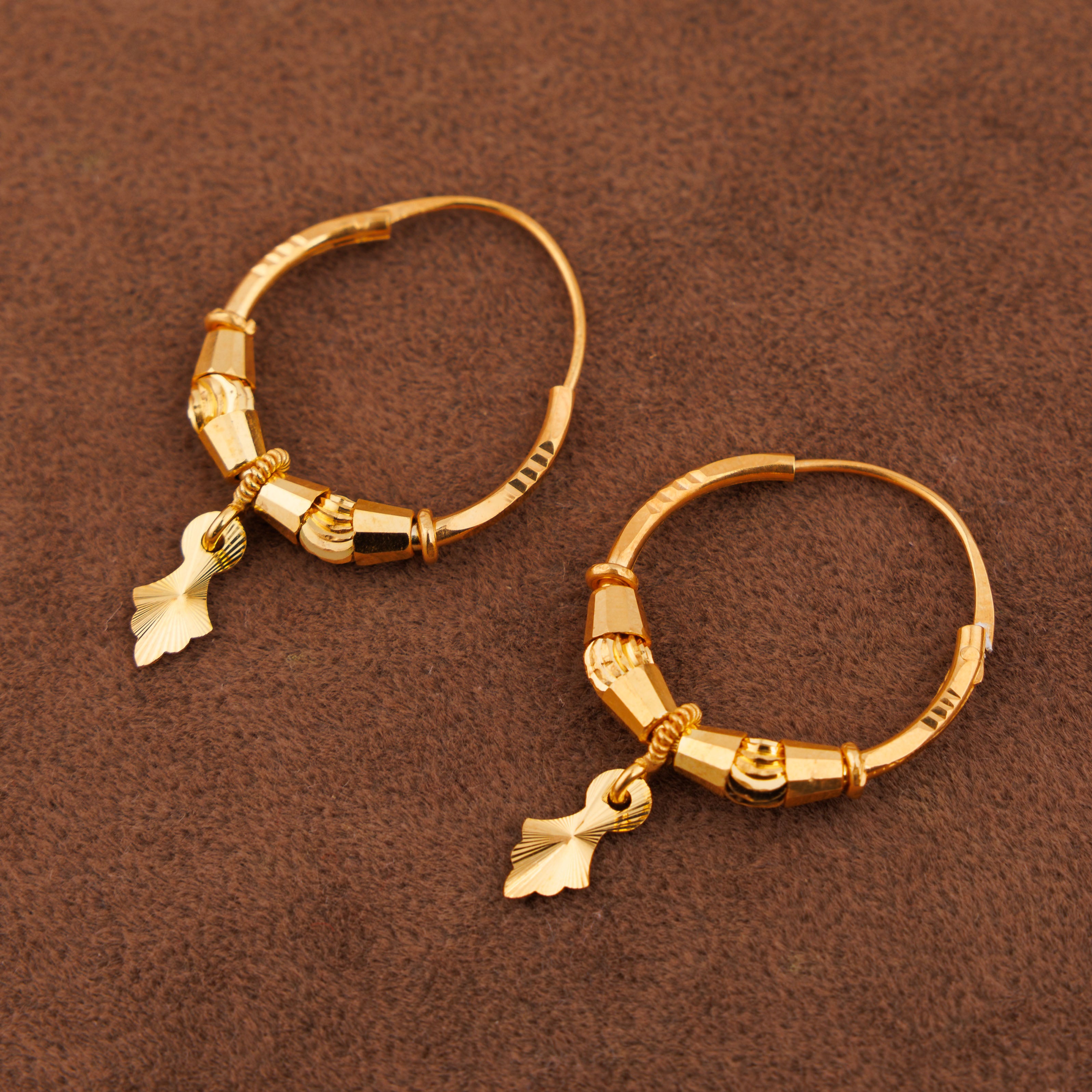 أقراط دائرية D35- (V1) - فضة 925 ومطلية بالذهب