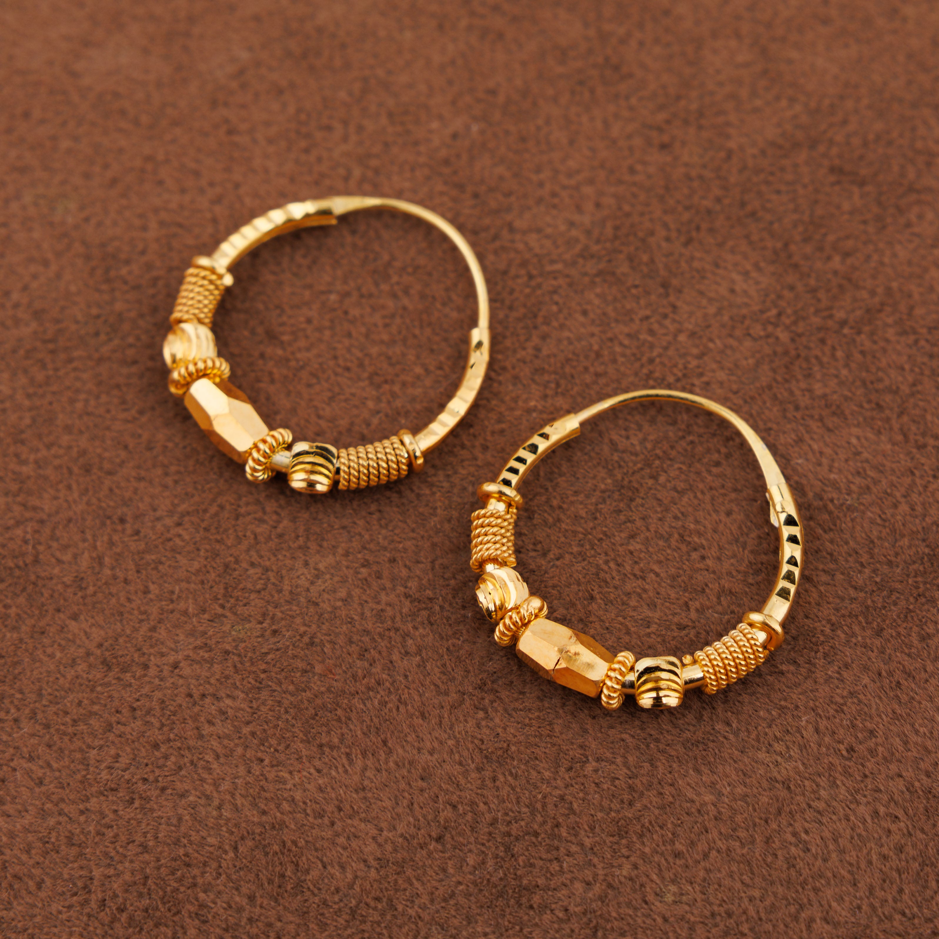 أقراط دائرية D49- (V1) - فضة 925 ومطلية بالذهب