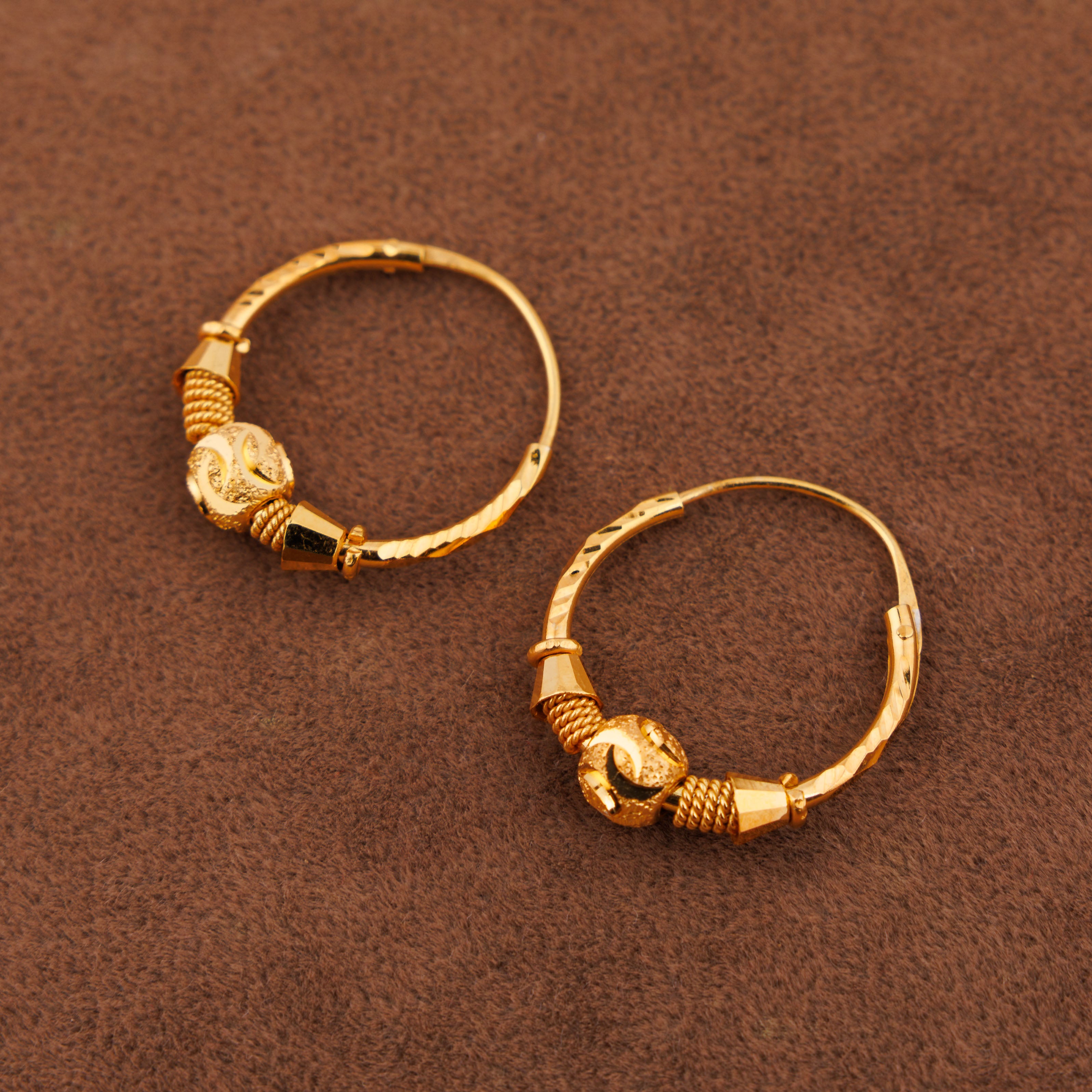 أقراط دائرية D46- (V1) - فضة 925 ومطلية بالذهب