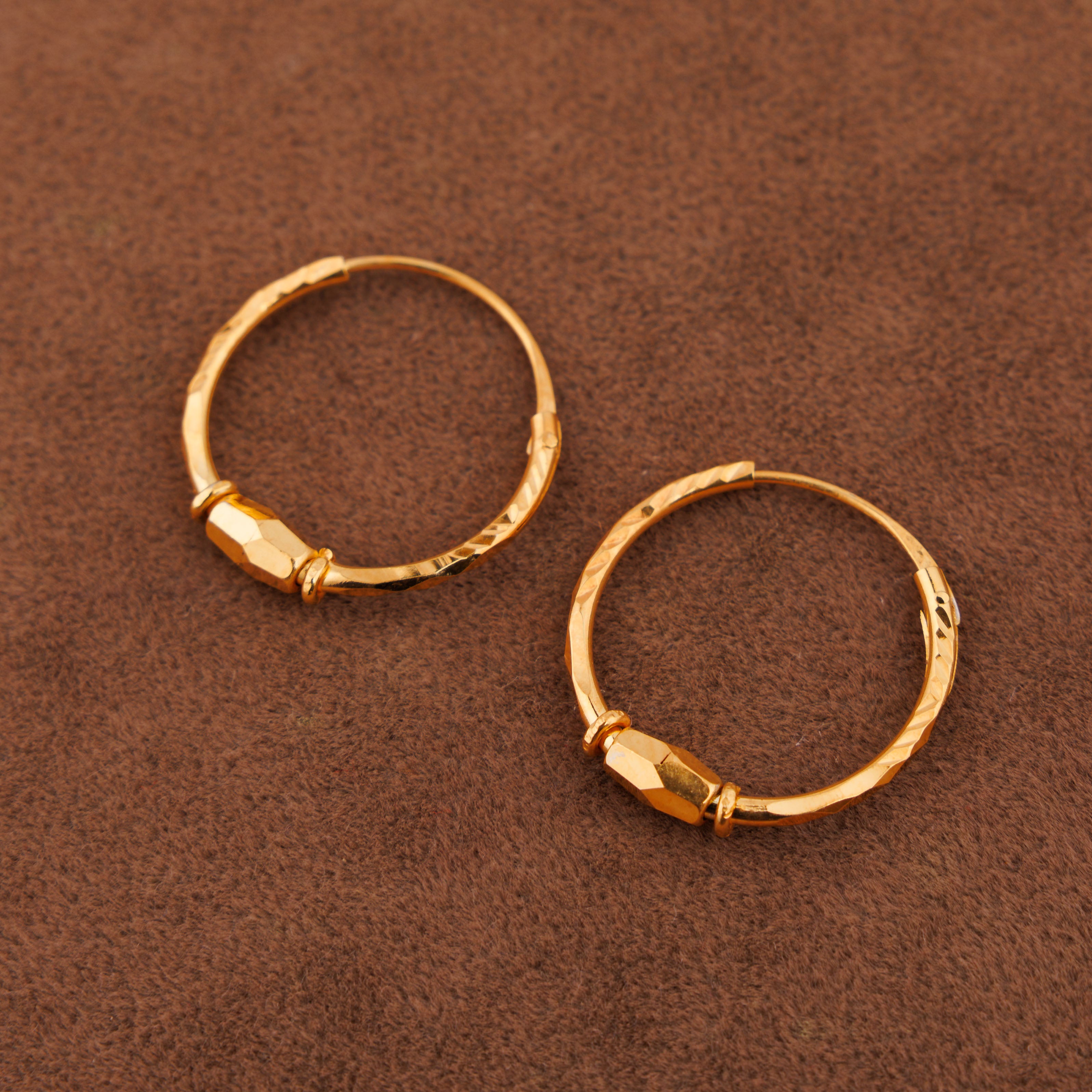 أقراط دائرية D45- (V1) - فضة 925 ومطلية بالذهب