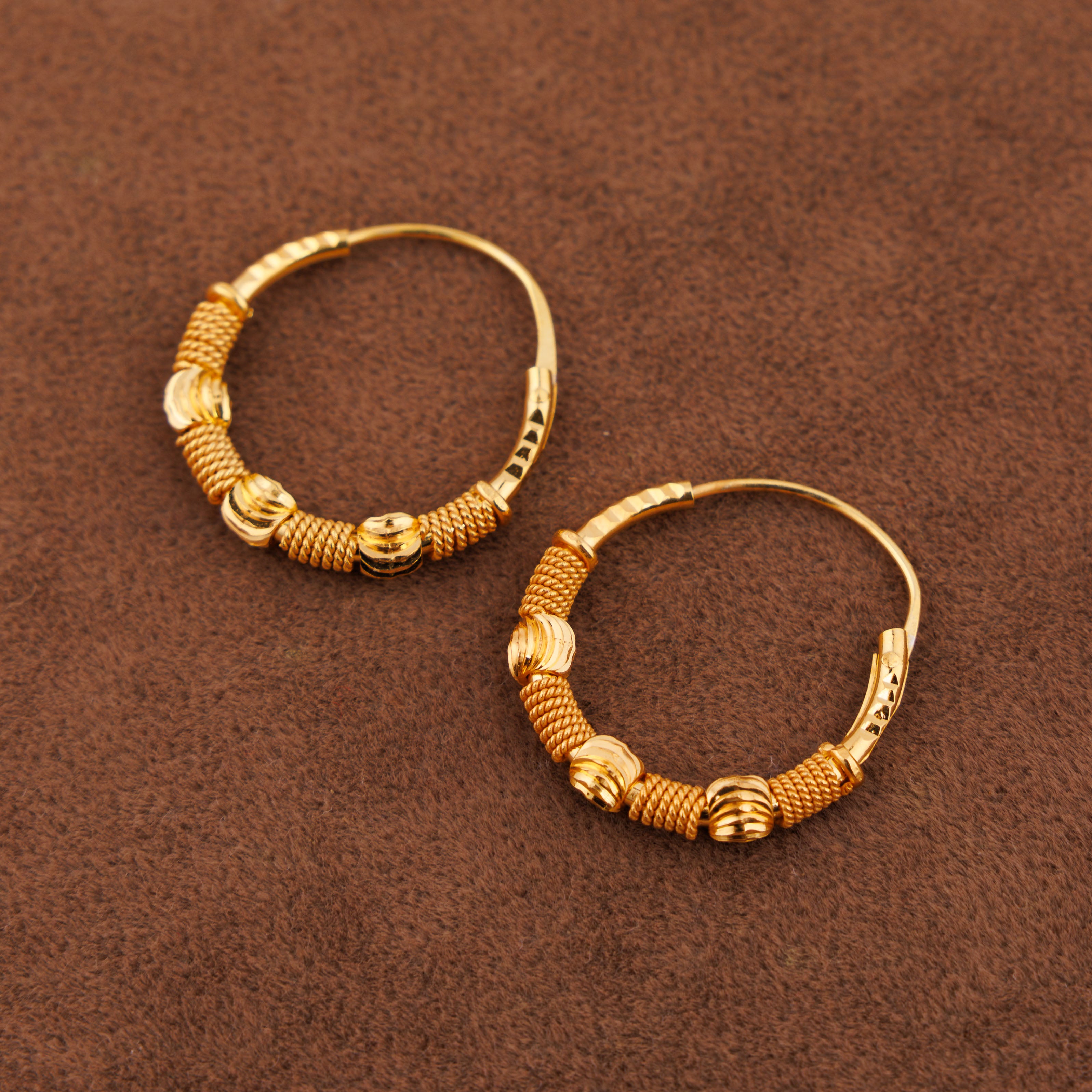 أقراط دائرية D51- (V1) - فضة 925 ومطلية بالذهب