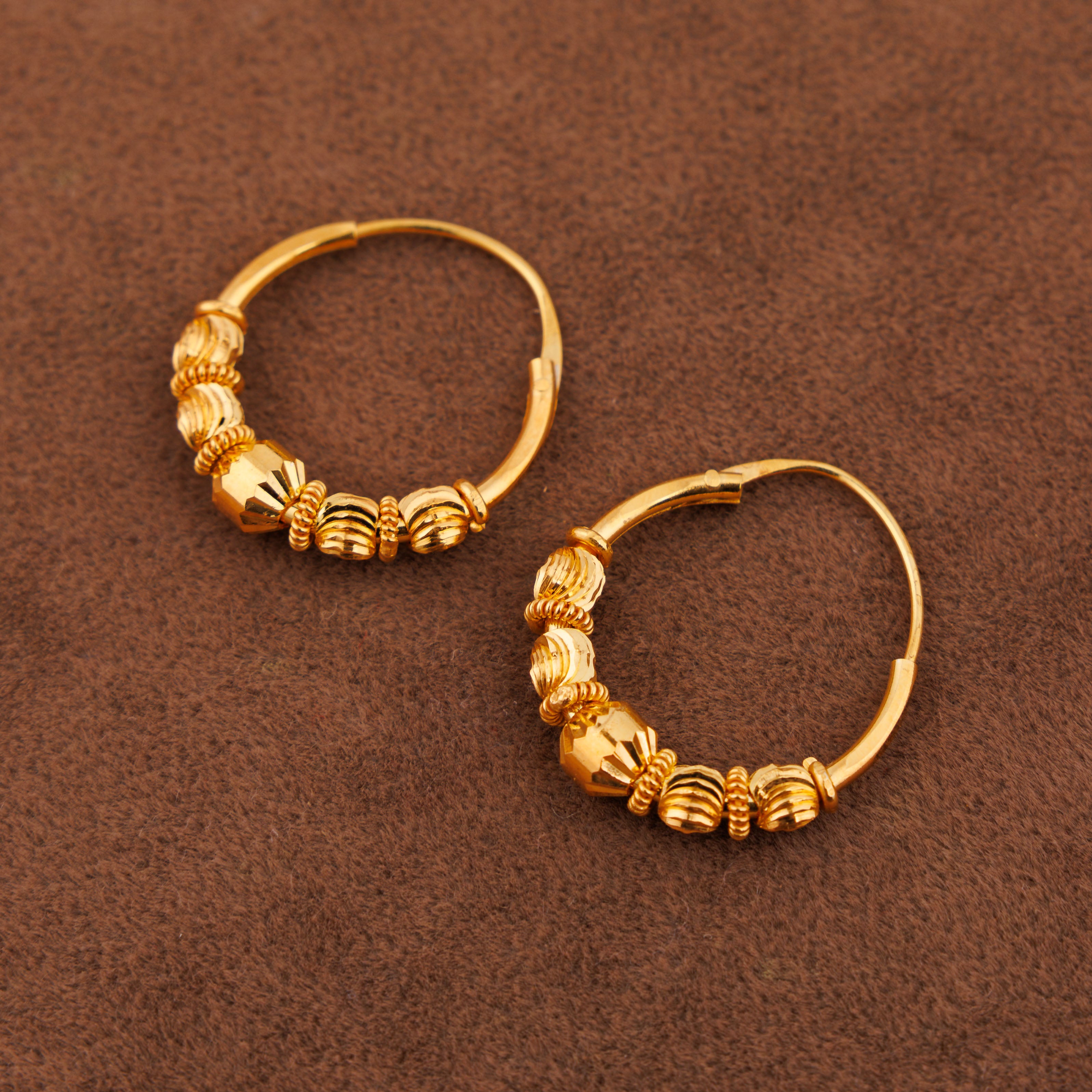 أقراط دائرية D20- (V1) - فضة 925 ومطلية بالذهب