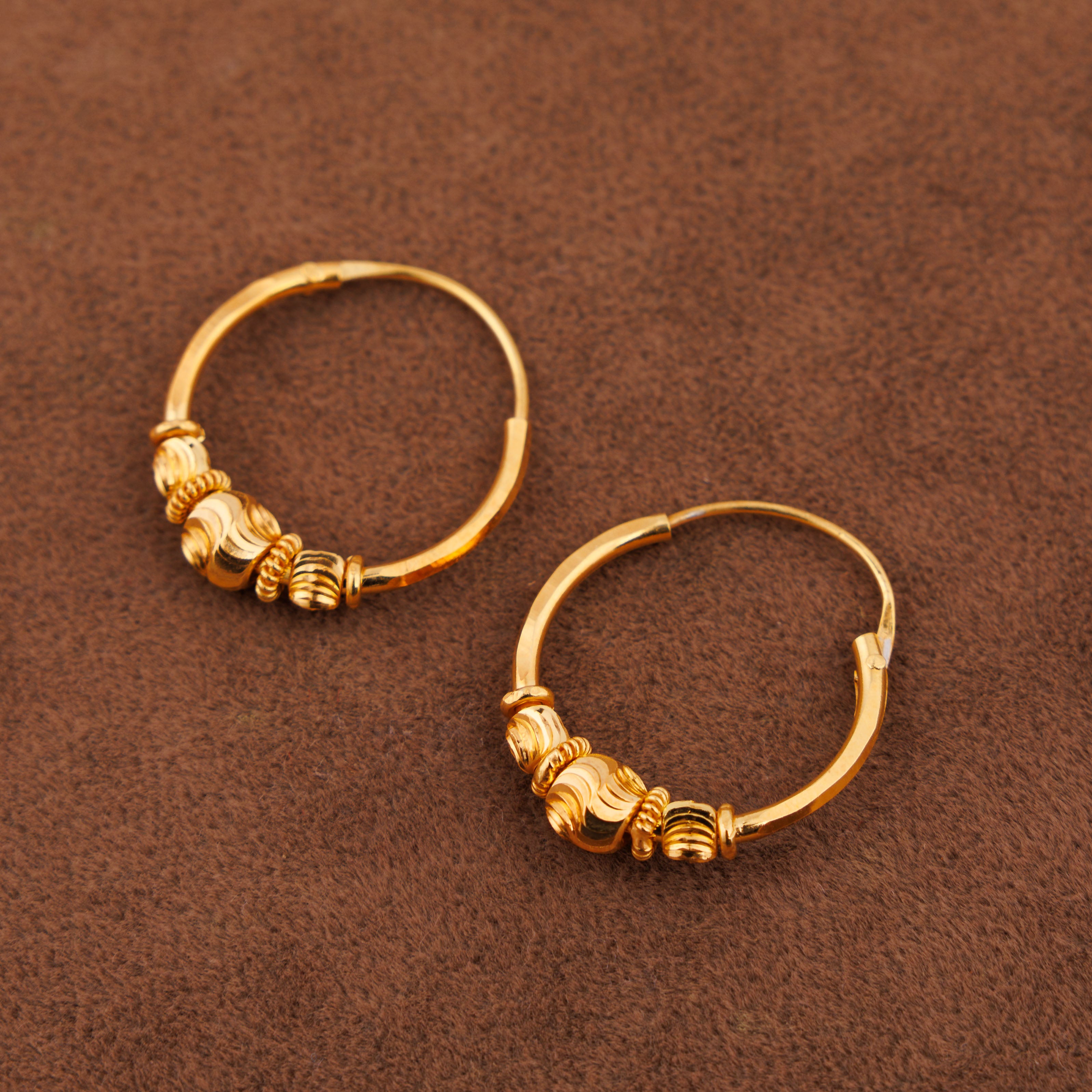 أقراط دائرية D23- (V1) - فضة 925 ومطلية بالذهب