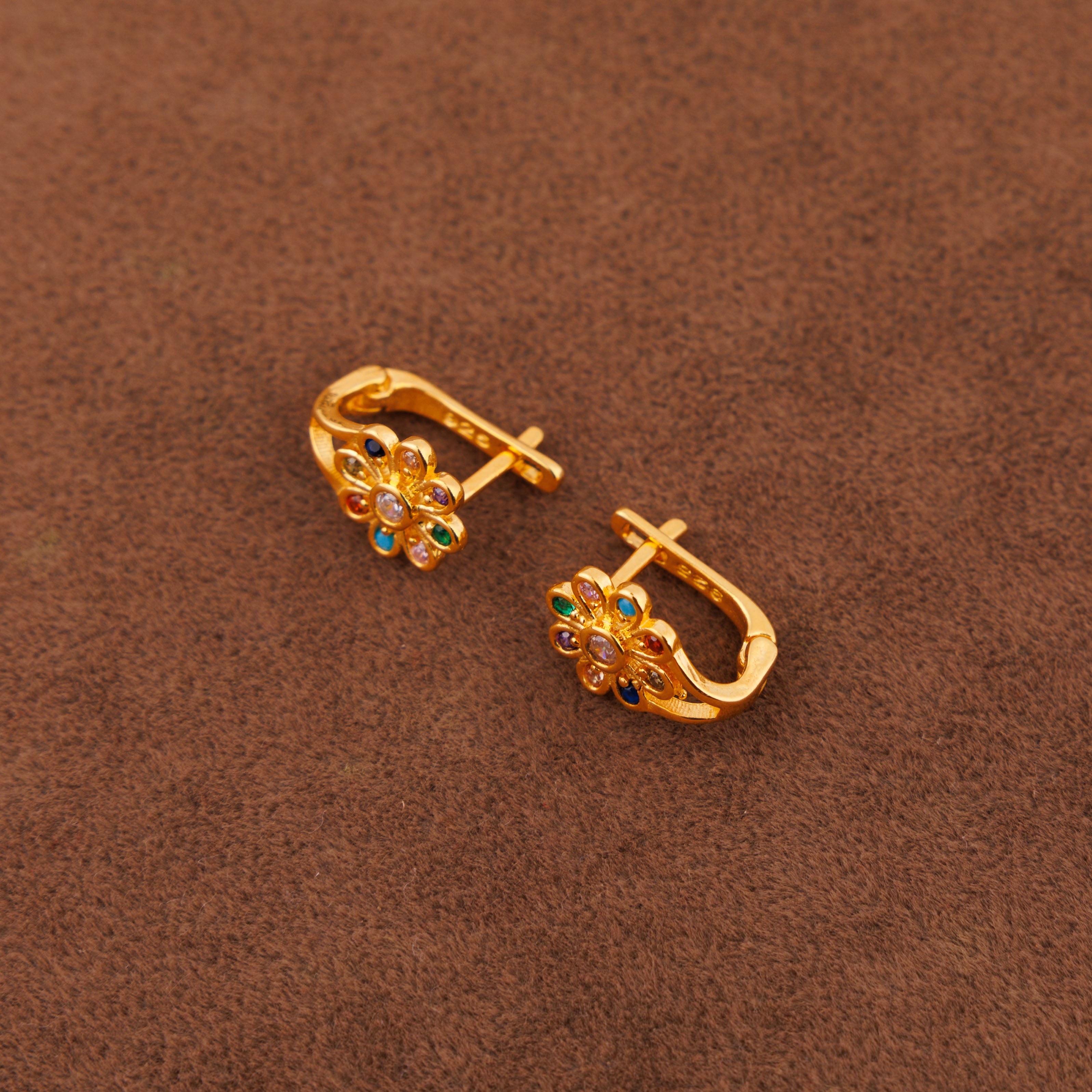 Huggie  Earrings (D2) - 925 Silver & 24K Gold Plated