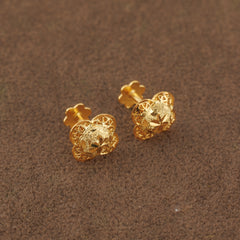 Four Petal Stud Earrings 2 - 925 Silver & 24K Gold Plated