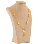 قلادة بيضاوية لامعة - فضة عيار 925 ومطلية بالذهب