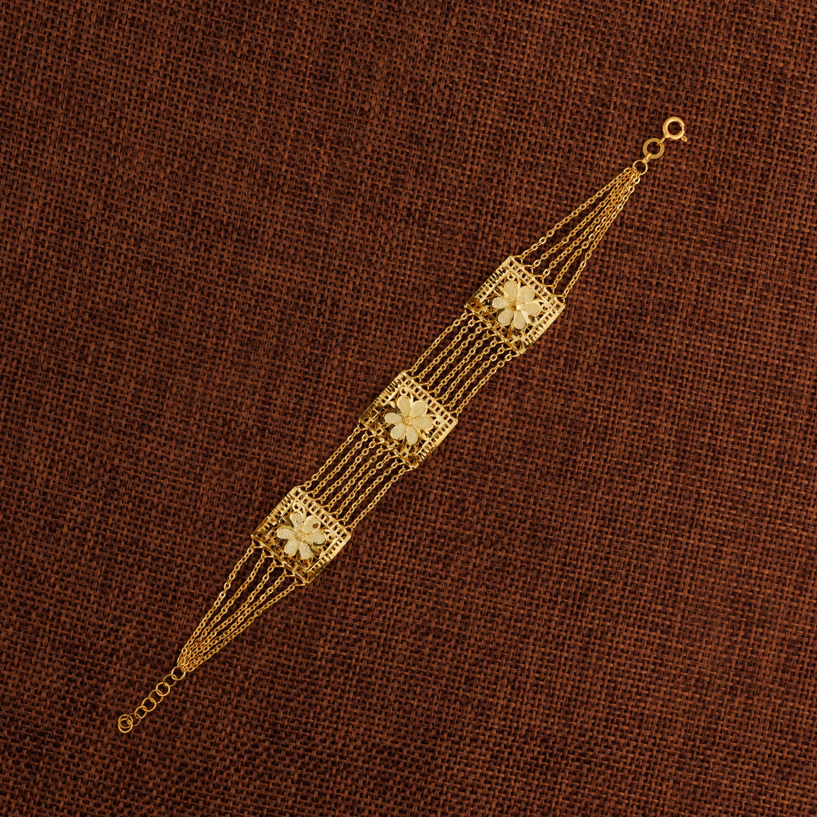 3 Murabba & Chain Bracelet (D6) - Silver 925 & Gold Plated