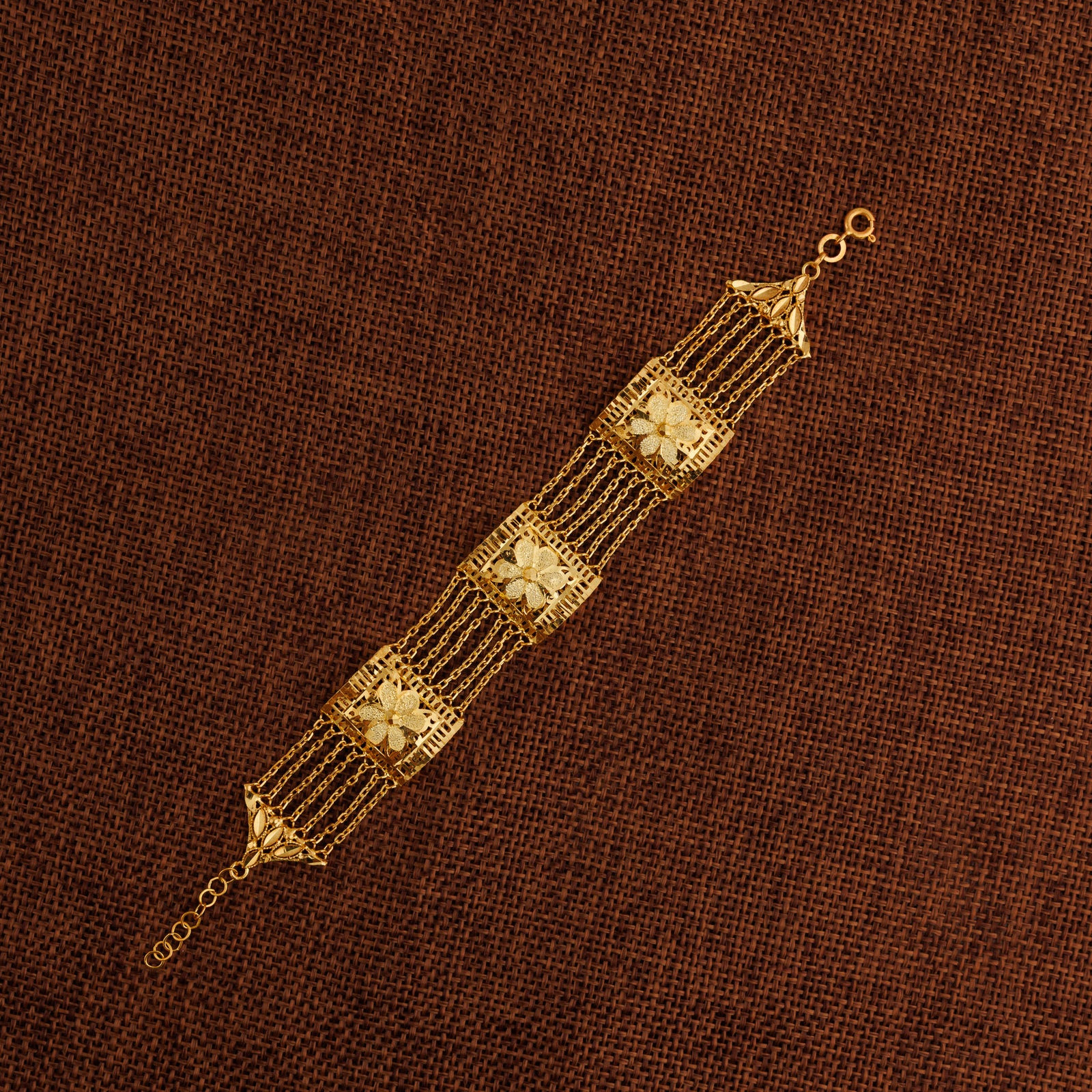 3 Murabba & Chain Bracelet (D5) - Silver 925 & Gold Plated