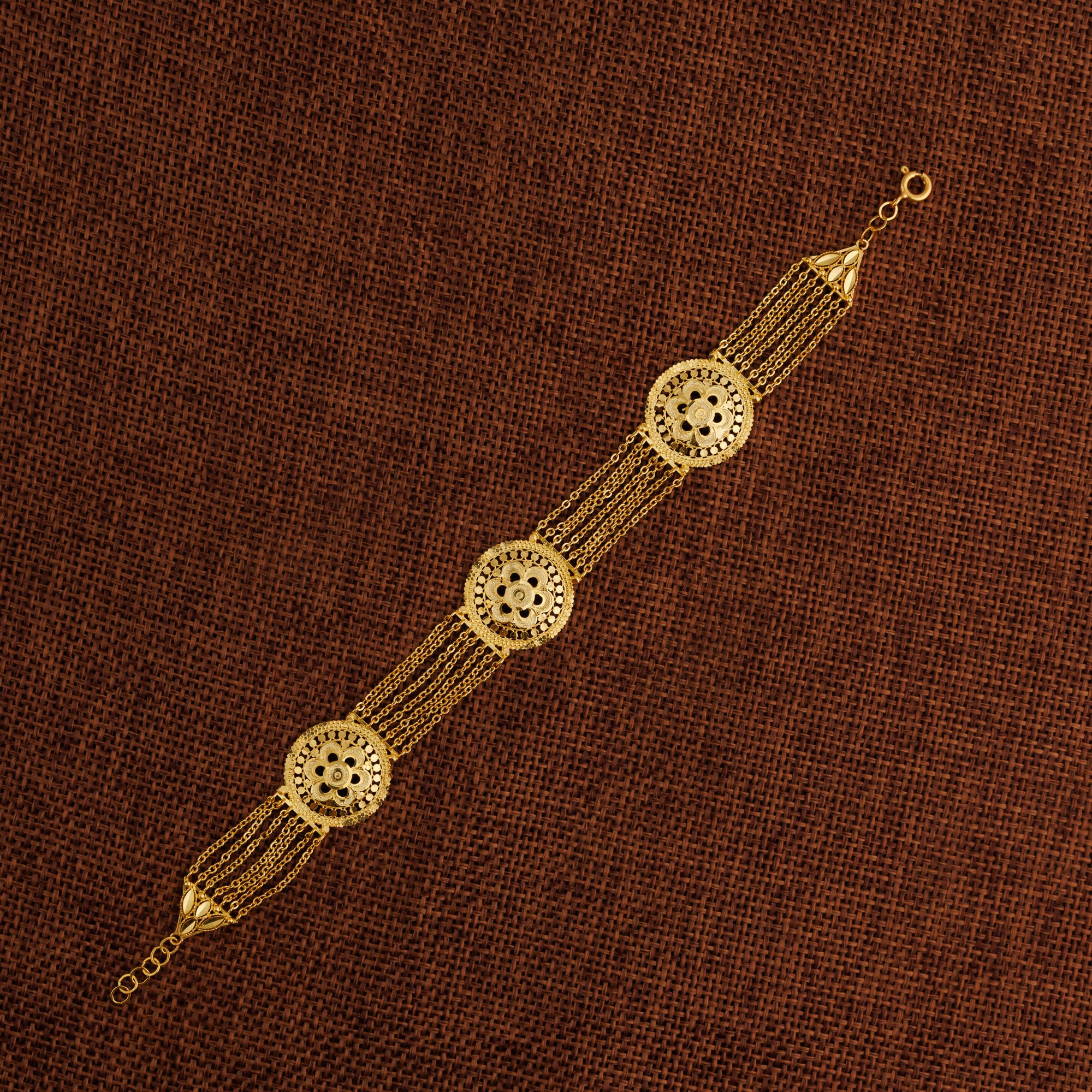 Linked Floral Bracelet (D1) - Silver 925 & Gold Plated