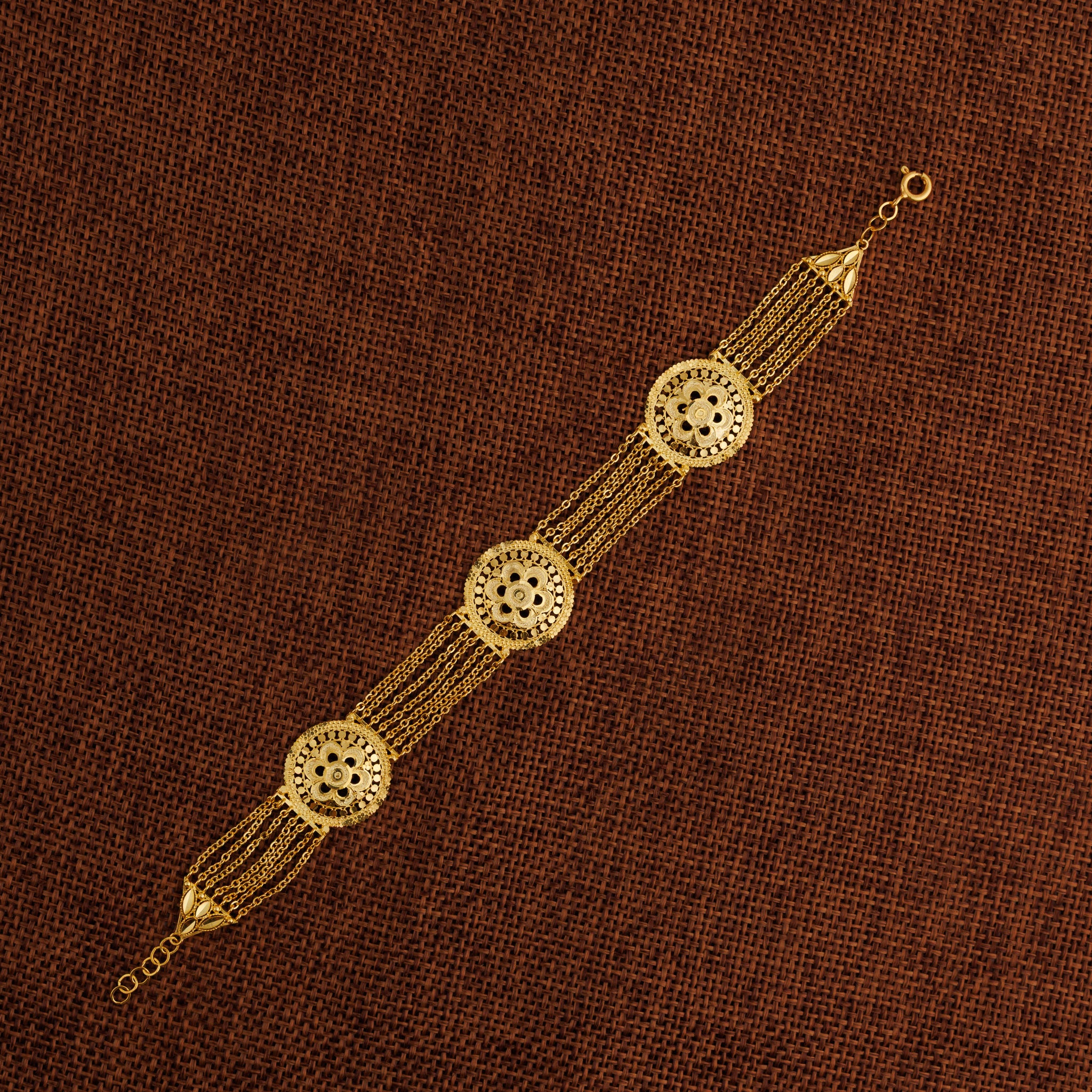 Linked Floral Bracelet (D1) - Silver 925 & Gold Plated
