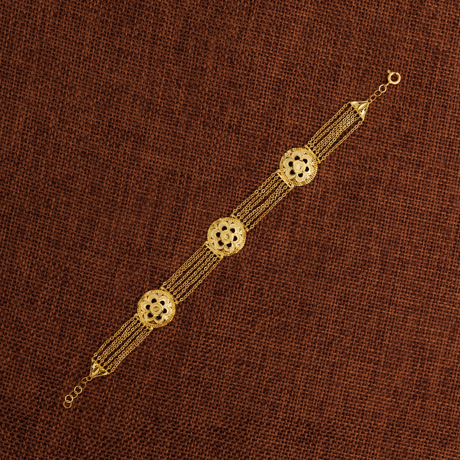 Linked Floral Bracelet (D1) - Silver 925 & Gold Plated