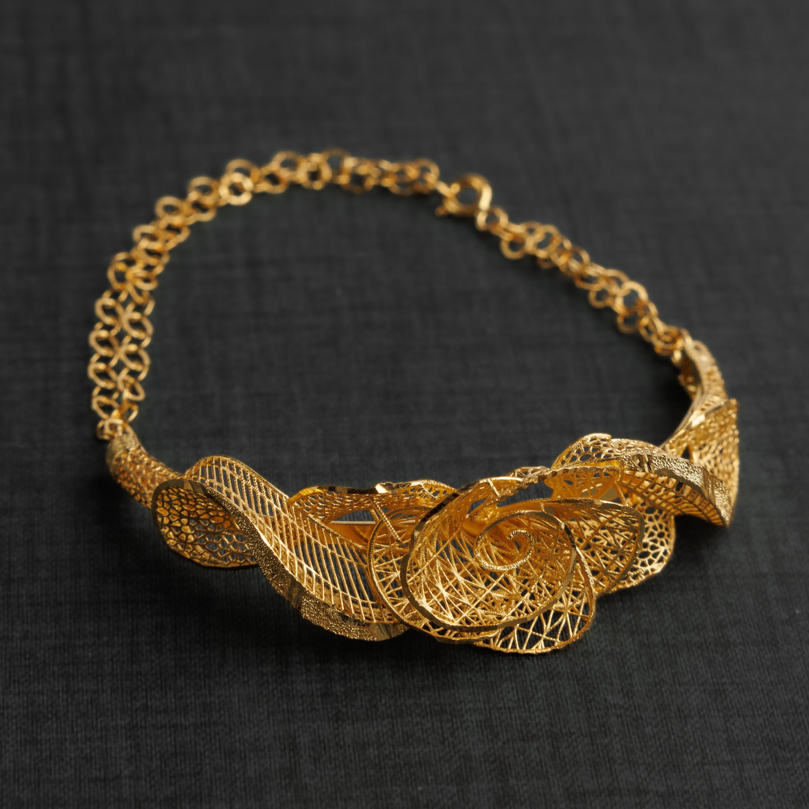 3D Half Bracelet (D2) - Silver 925 & Gold Plated