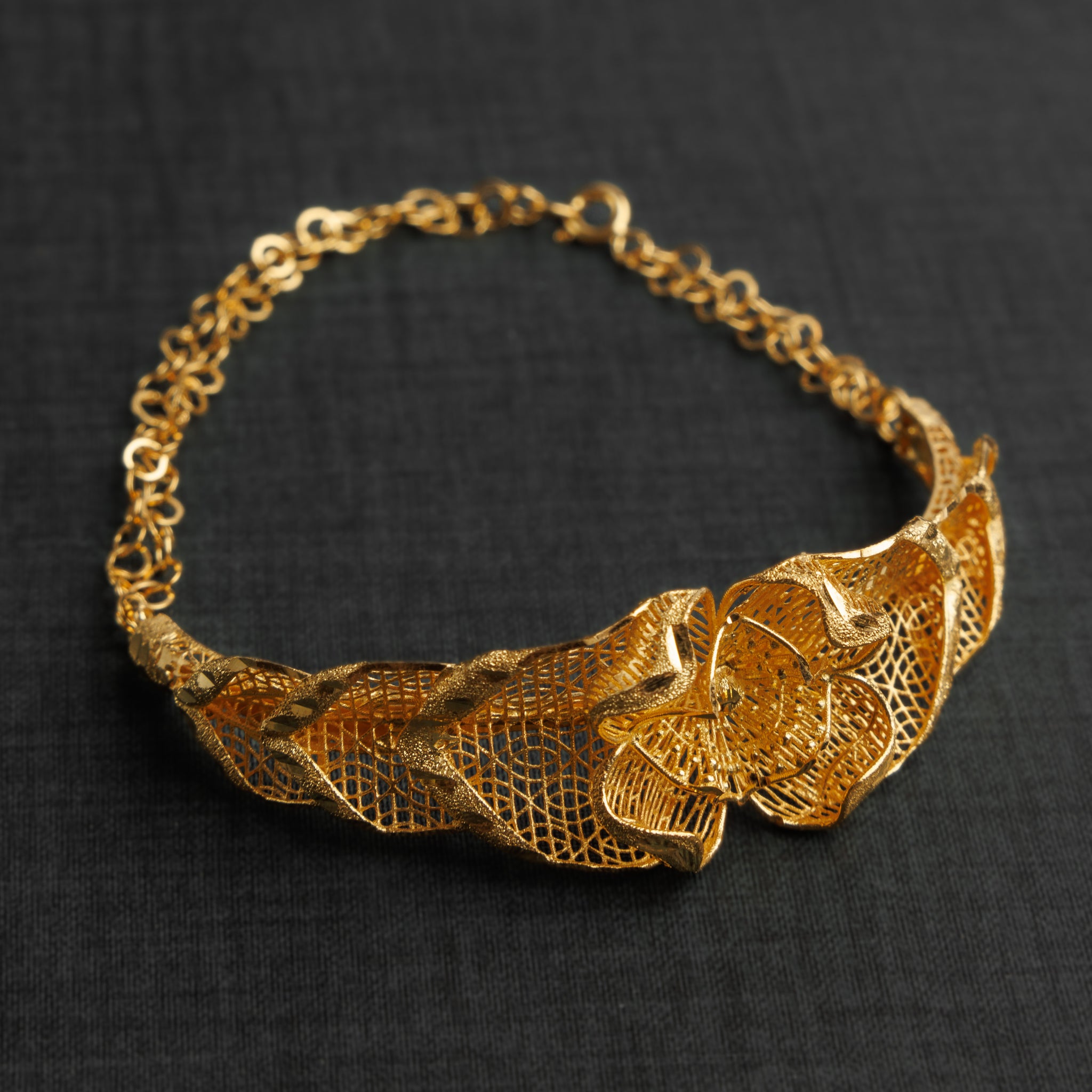 3D Half Bracelet (D7) - Silver 925 & Gold Plated