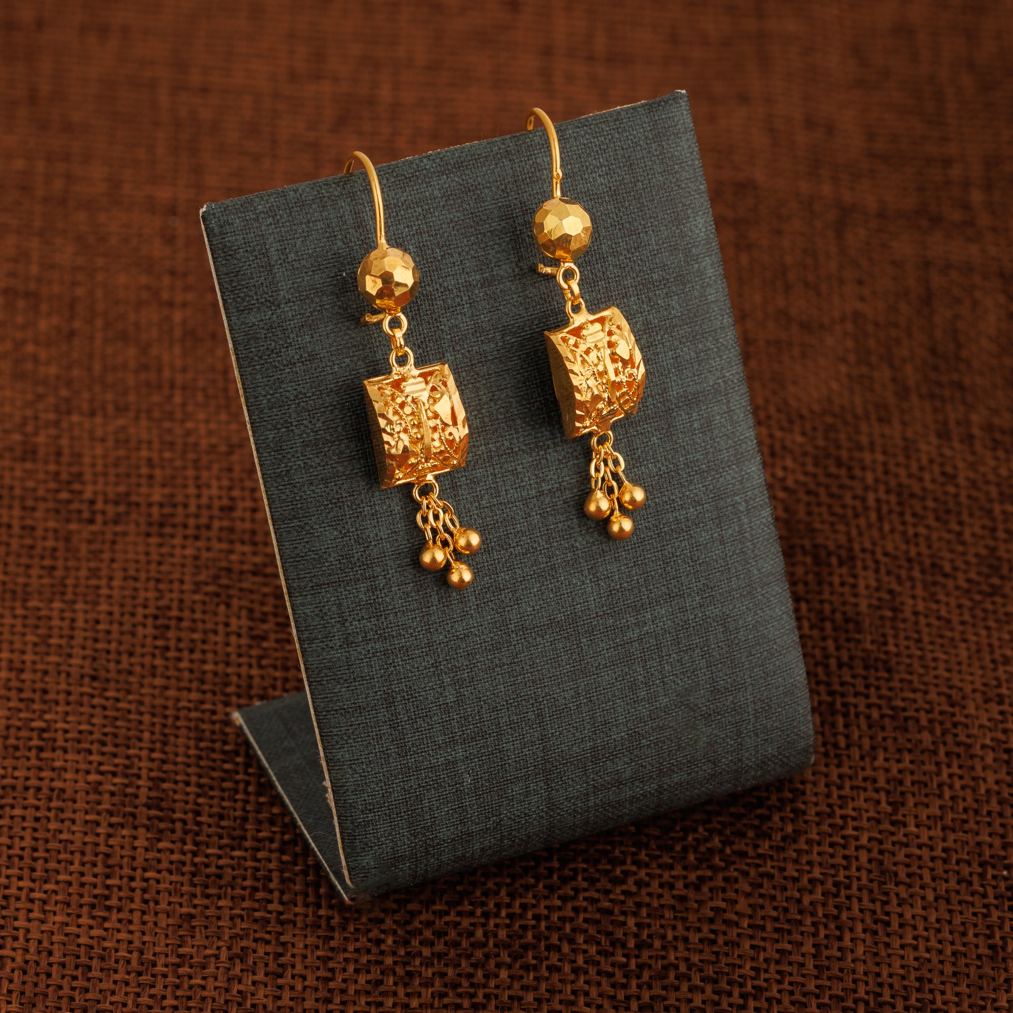 Kid's Square Earrings (D3) - Silver 925 & Gold Plated