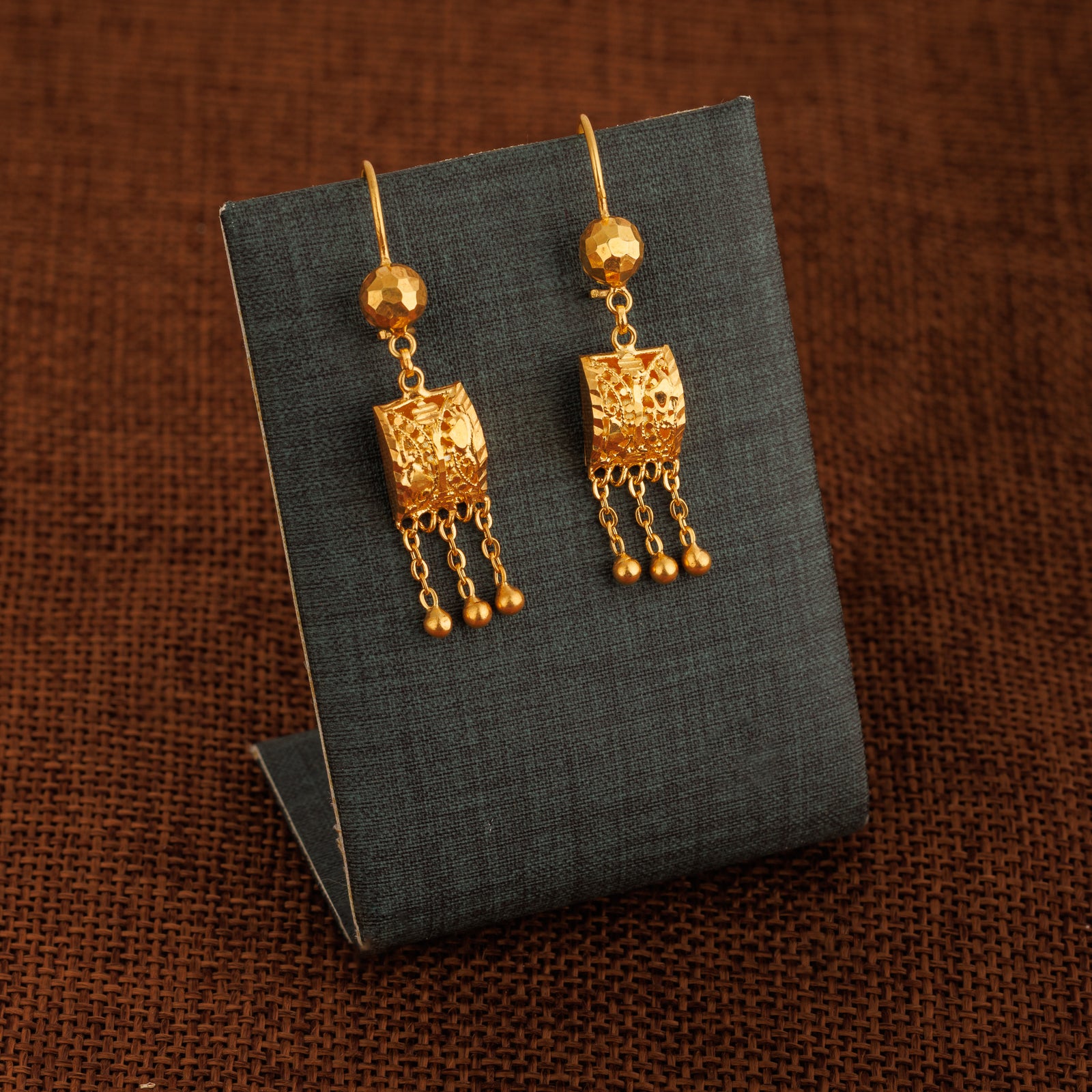 Kid's Square Earrings (D3) - Silver 925 & Gold Plated