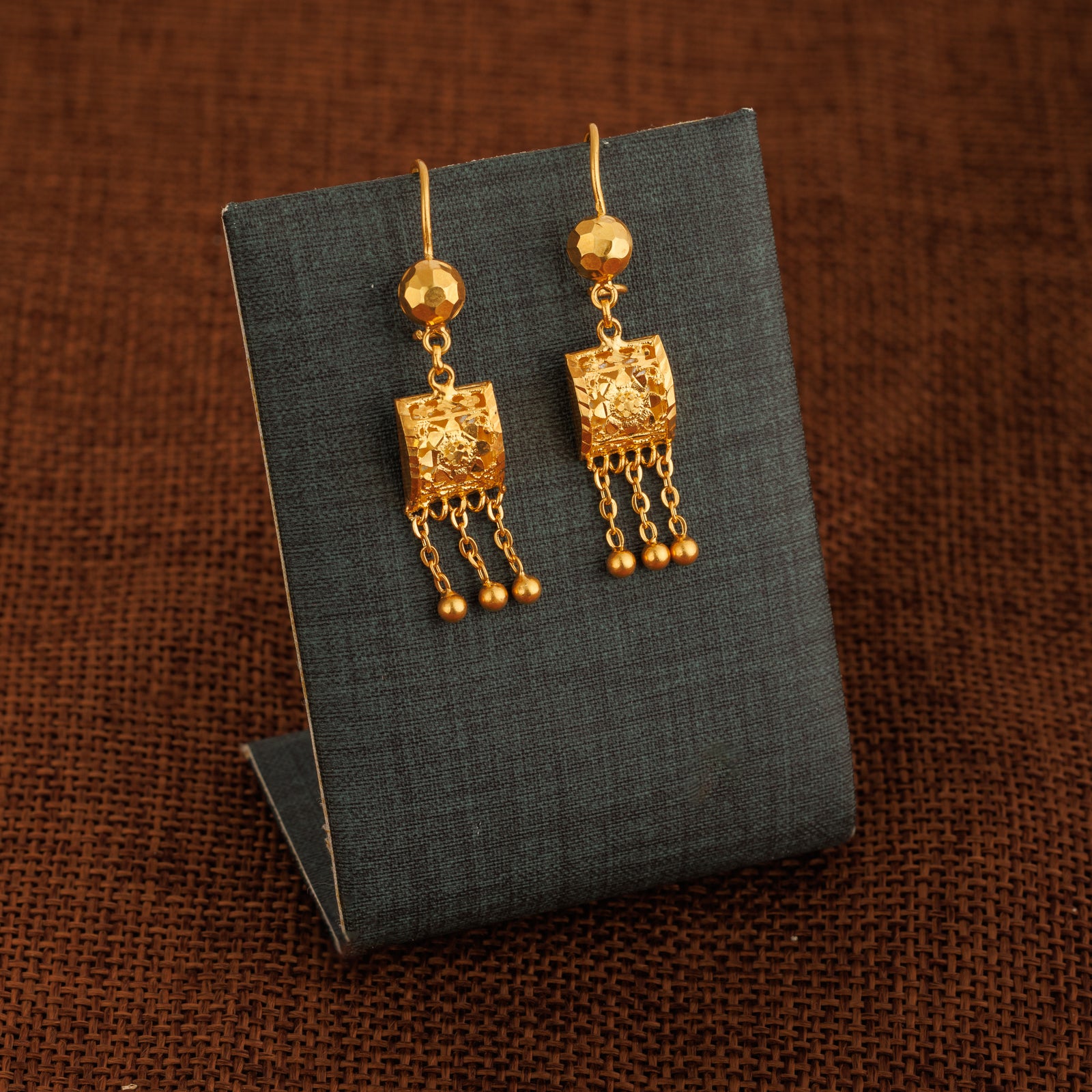 Kid's Square Earrings (D1) - Silver 925 & Gold Plated