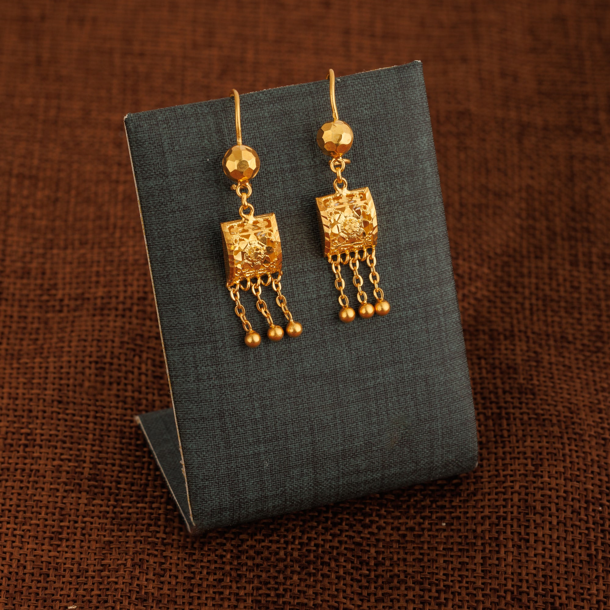 Kid's Square Earrings (D1) - Silver 925 & Gold Plated