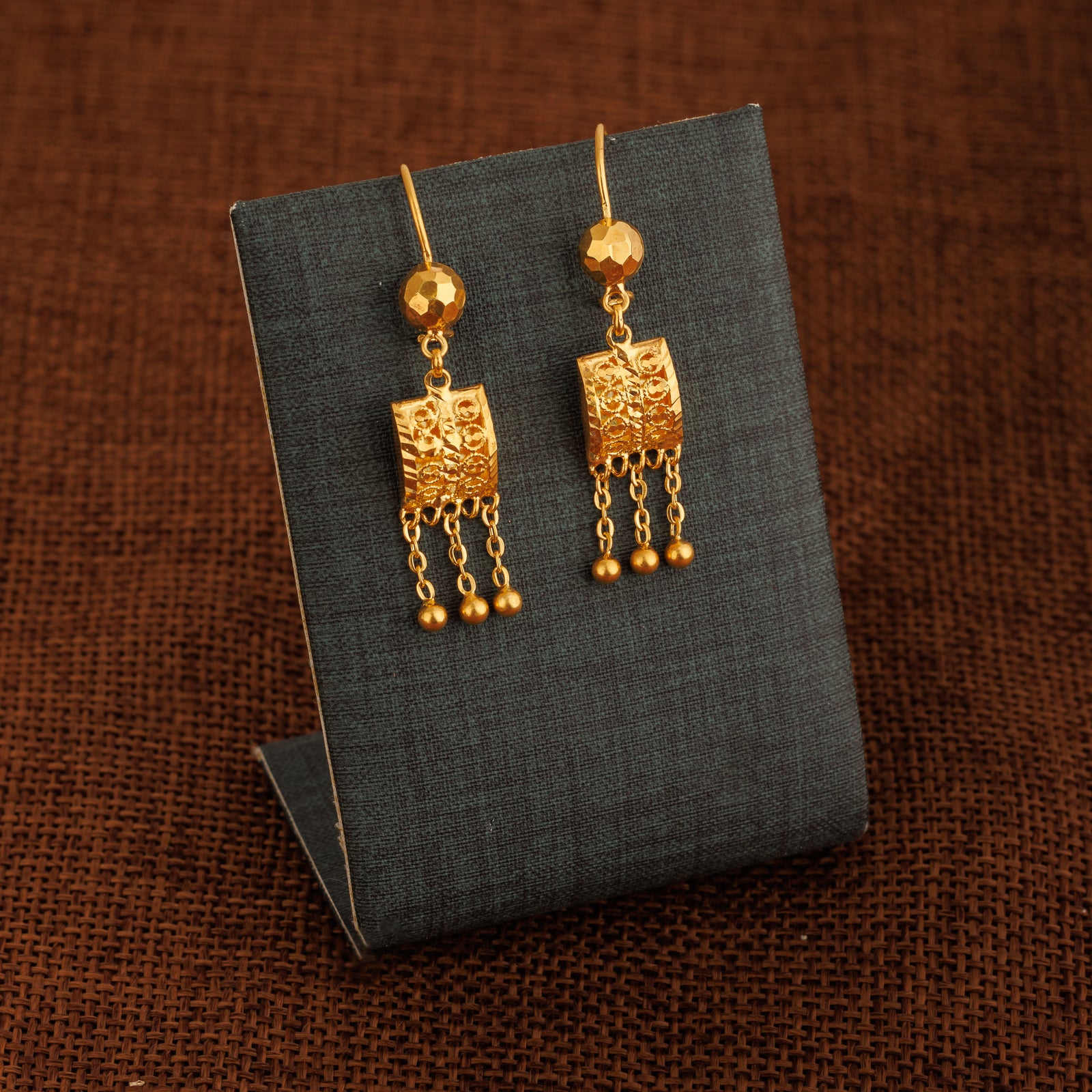 Kid's Square Earrings (D4) - Silver 925 & Gold Plated