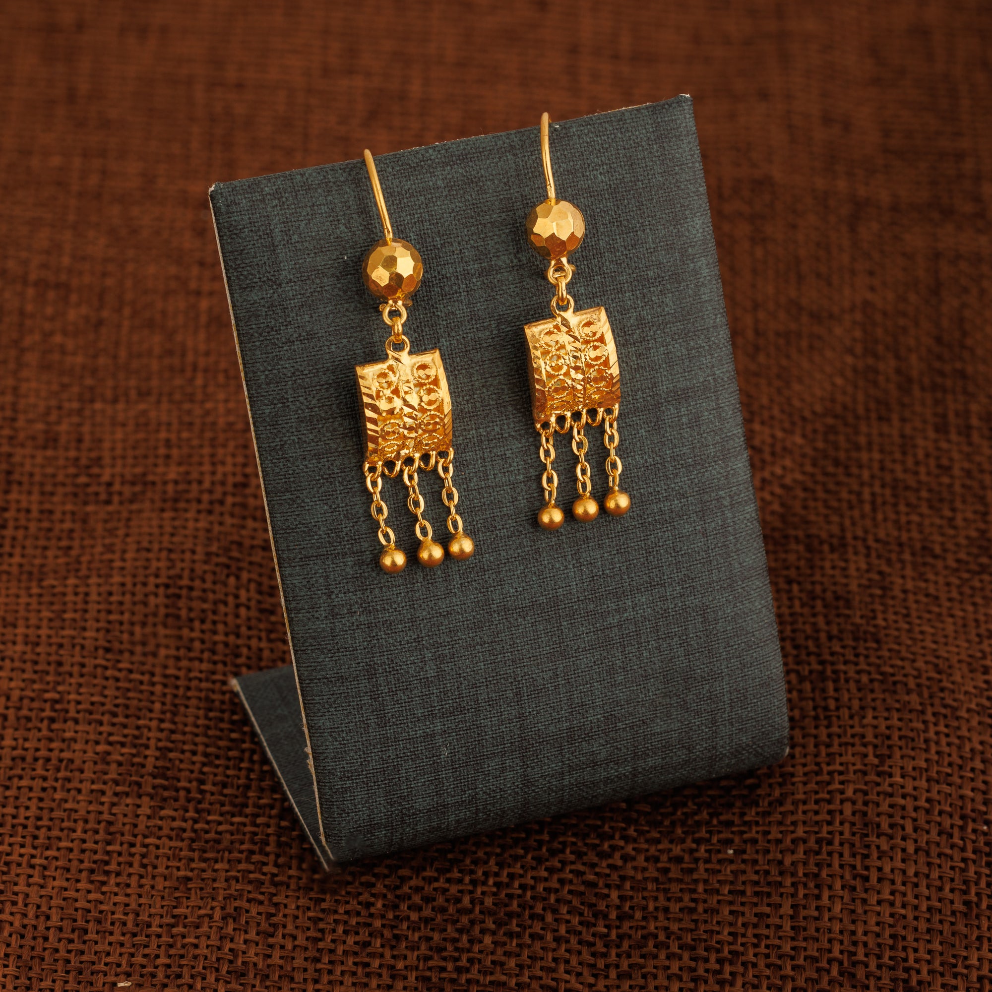 Kid's Square Earrings (D4) - Silver 925 & Gold Plated