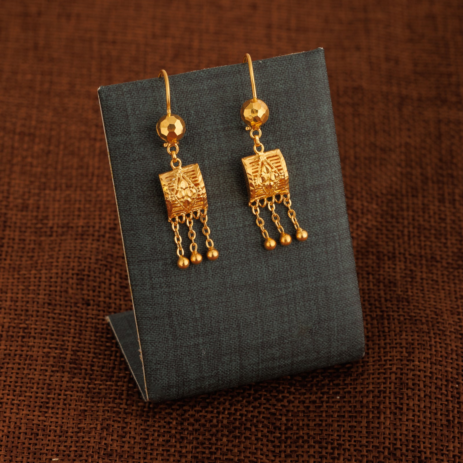 Kid's Square Earrings (D5) - Silver 925 & Gold Plated