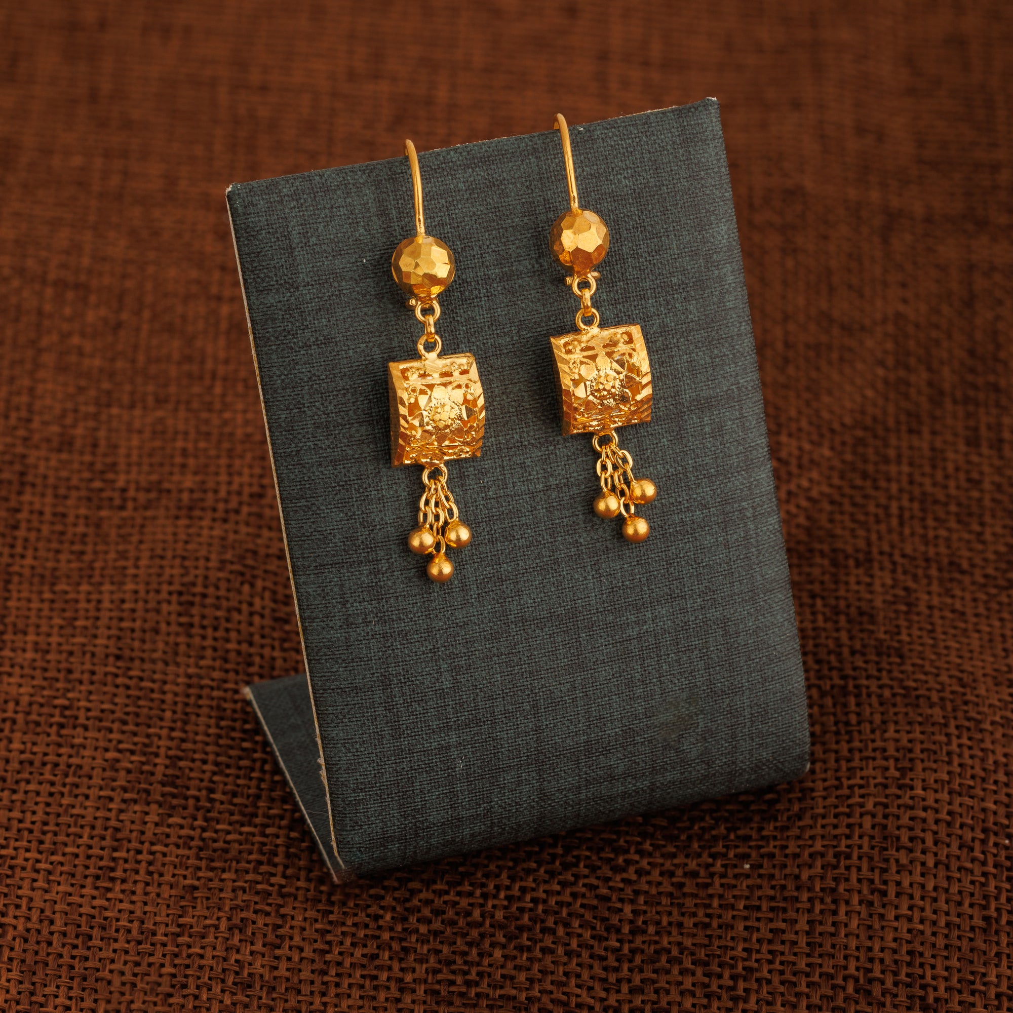 Kid's Square Earrings (D1) - Silver 925 & Gold Plated