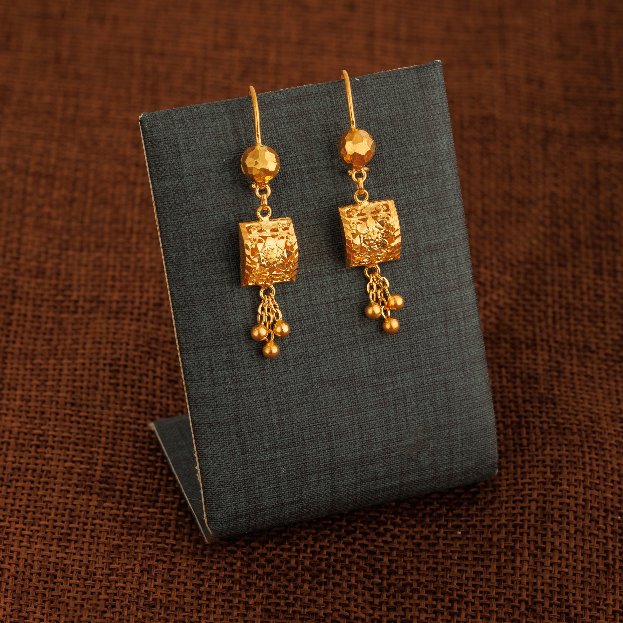 Kid's Square Earrings (D1) - Silver 925 & Gold Plated