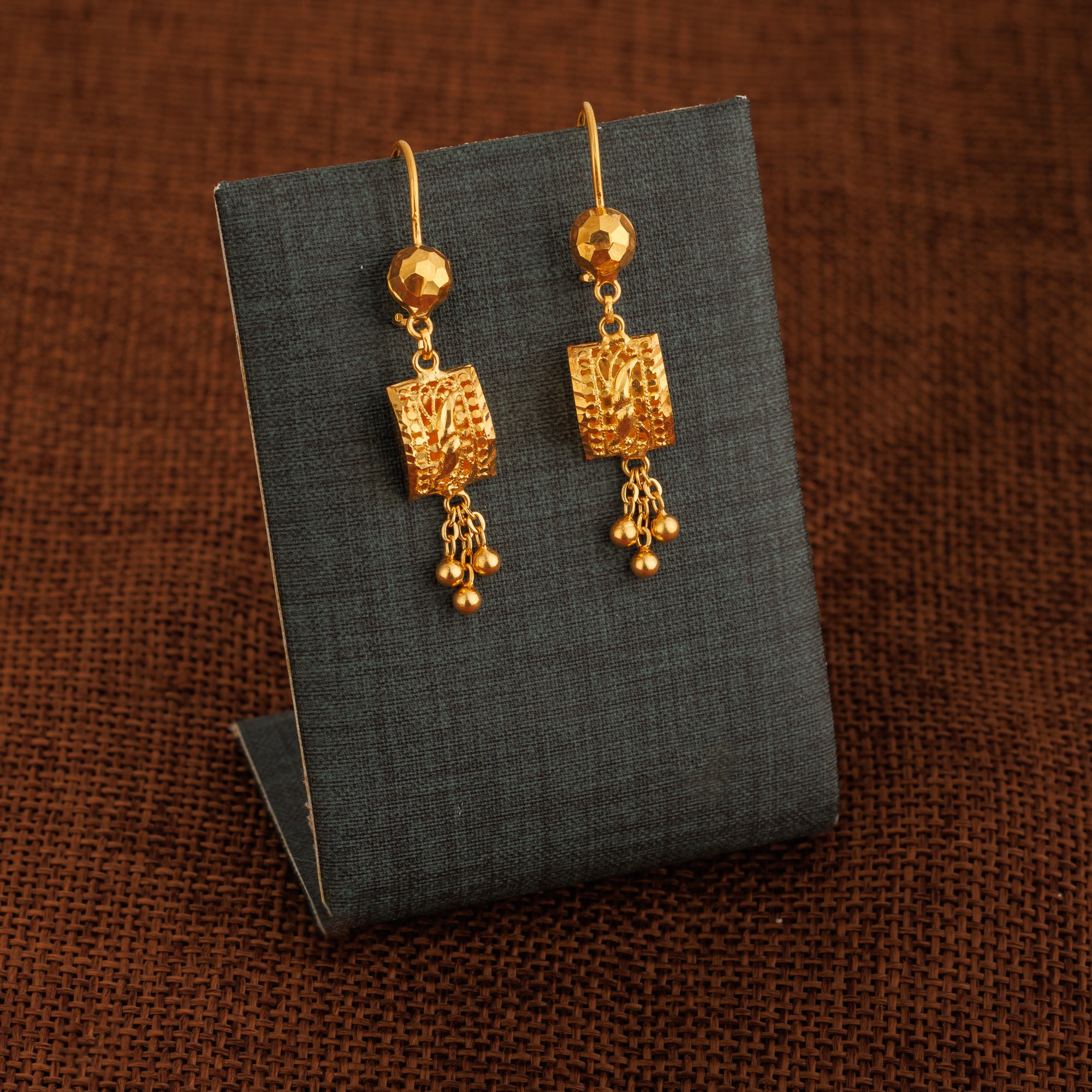 Kid's Square Earrings (D2) - Silver 925 & Gold Plated