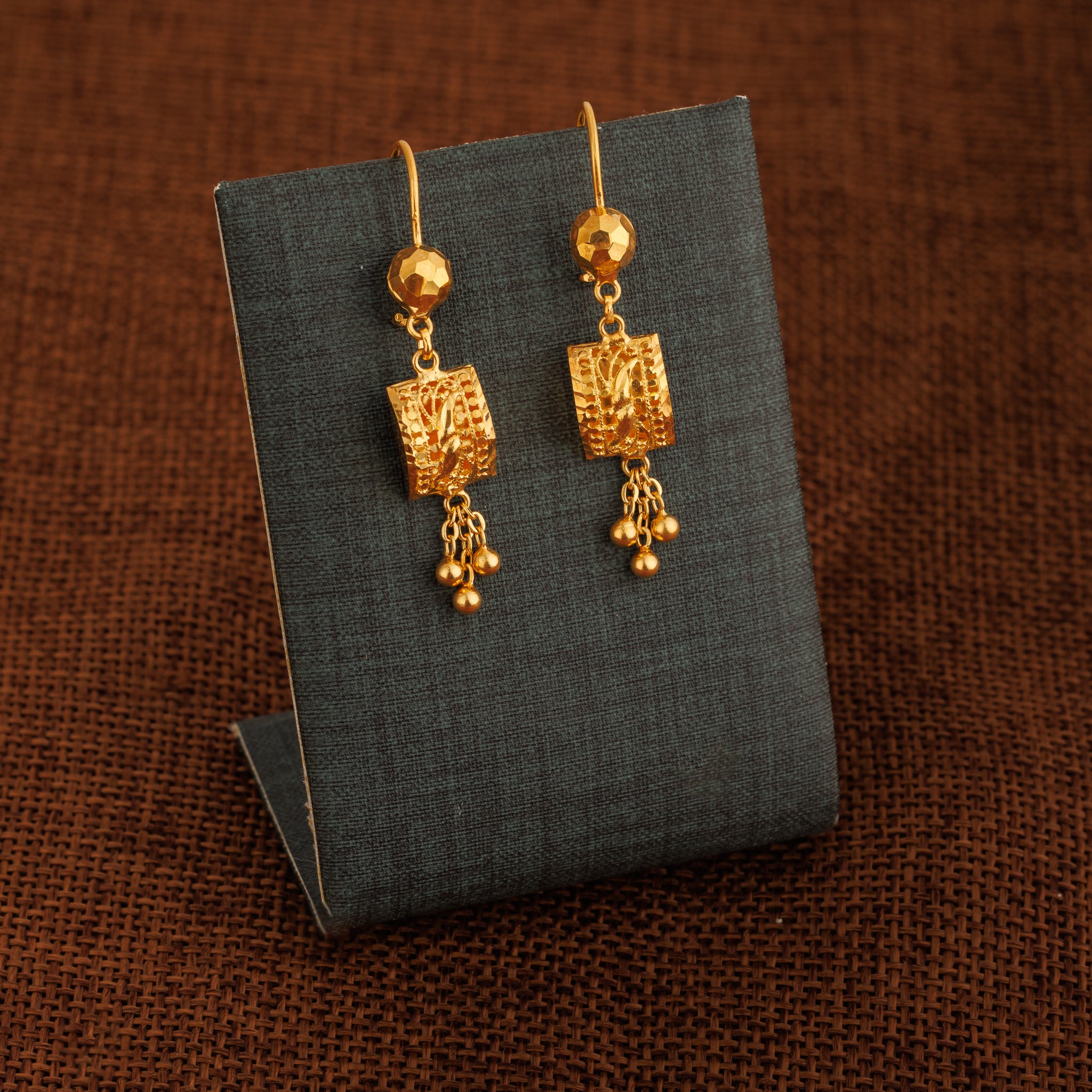 Kid's Square Earrings (D2) - Silver 925 & Gold Plated