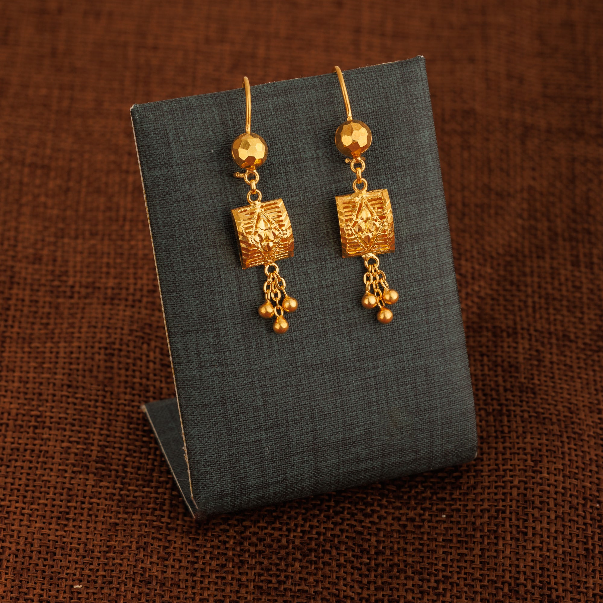 Kid's Square Earrings (D5) - Silver 925 & Gold Plated