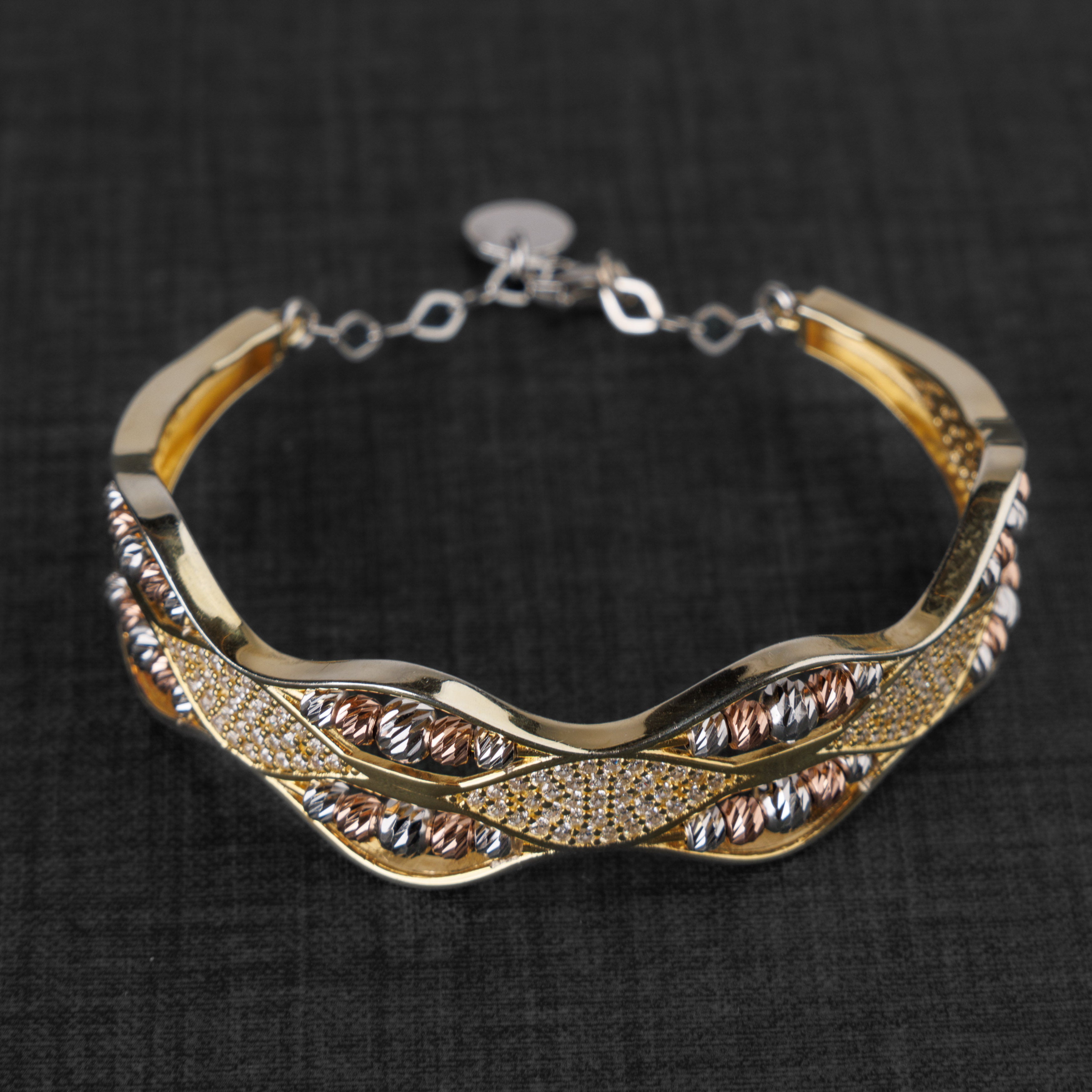 سوار الكفة متعدد الألوان (D16) - Silver 925 و Gold Plated
