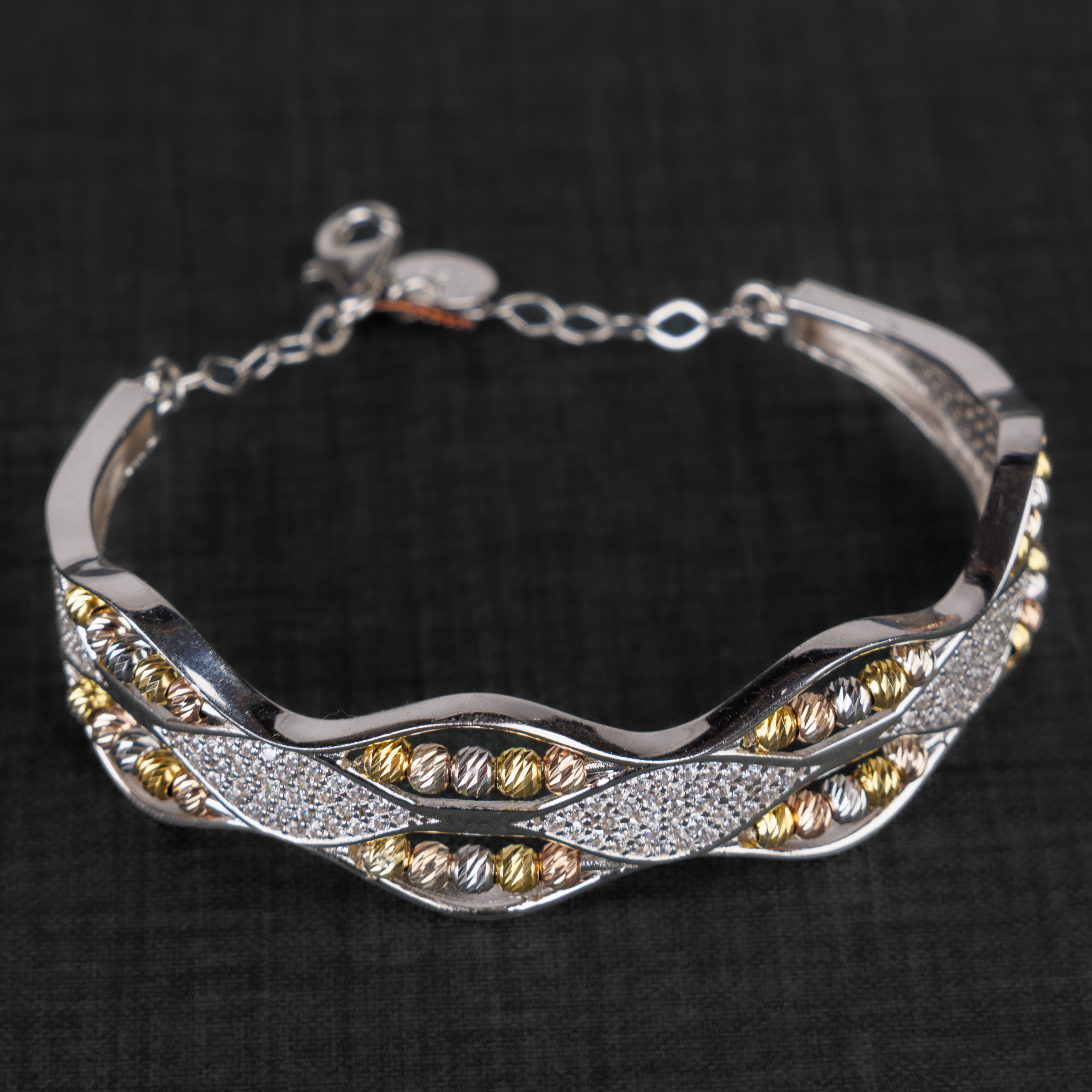 سوار الكفة متعدد الألوان (D16) - Silver 925 و Gold Plated