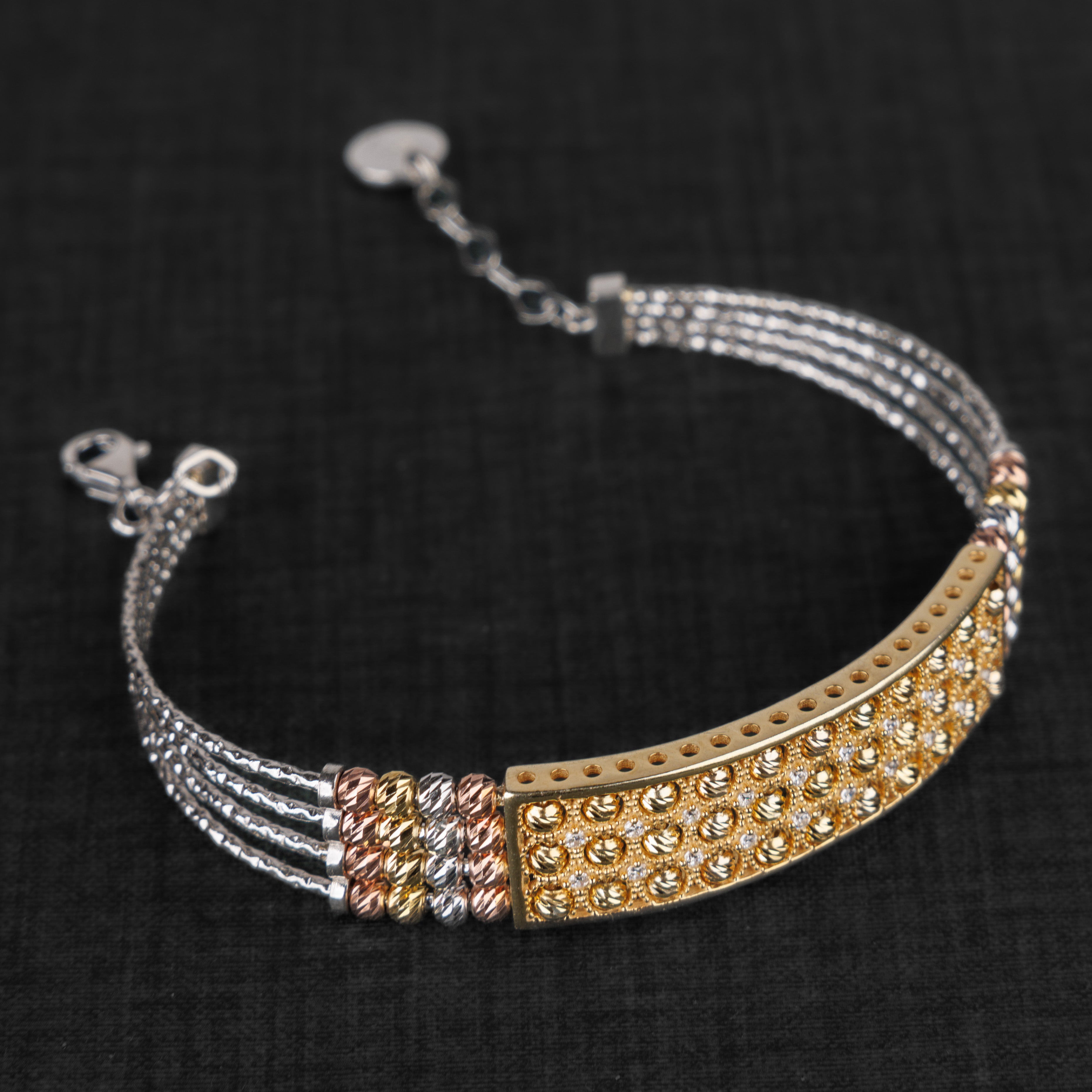 سوار الكفة متعدد الألوان (D15) - Silver 925 و Gold Plated
