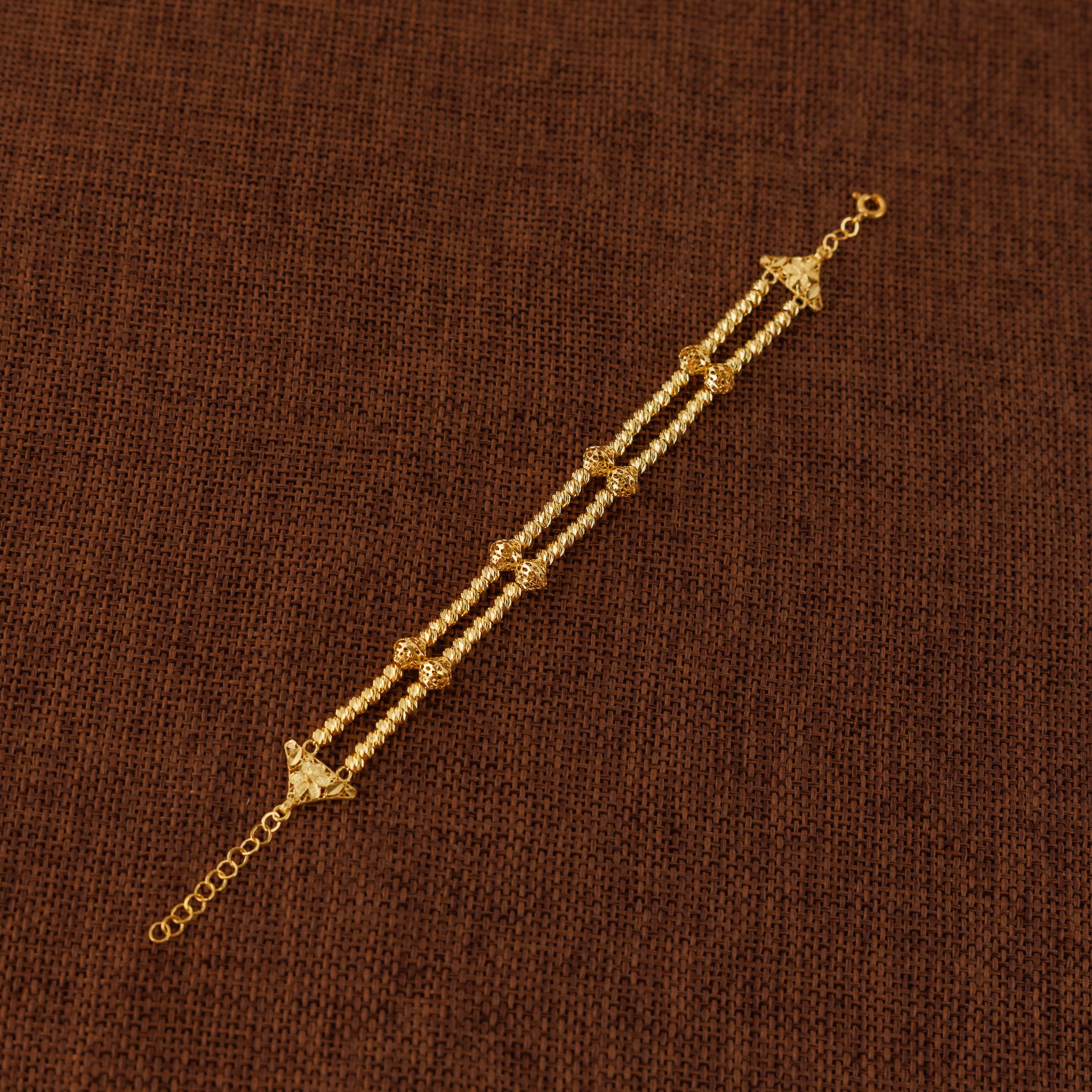 2 Line RP Beads Bracelet (D8) - Silver 925 & Gold Plated