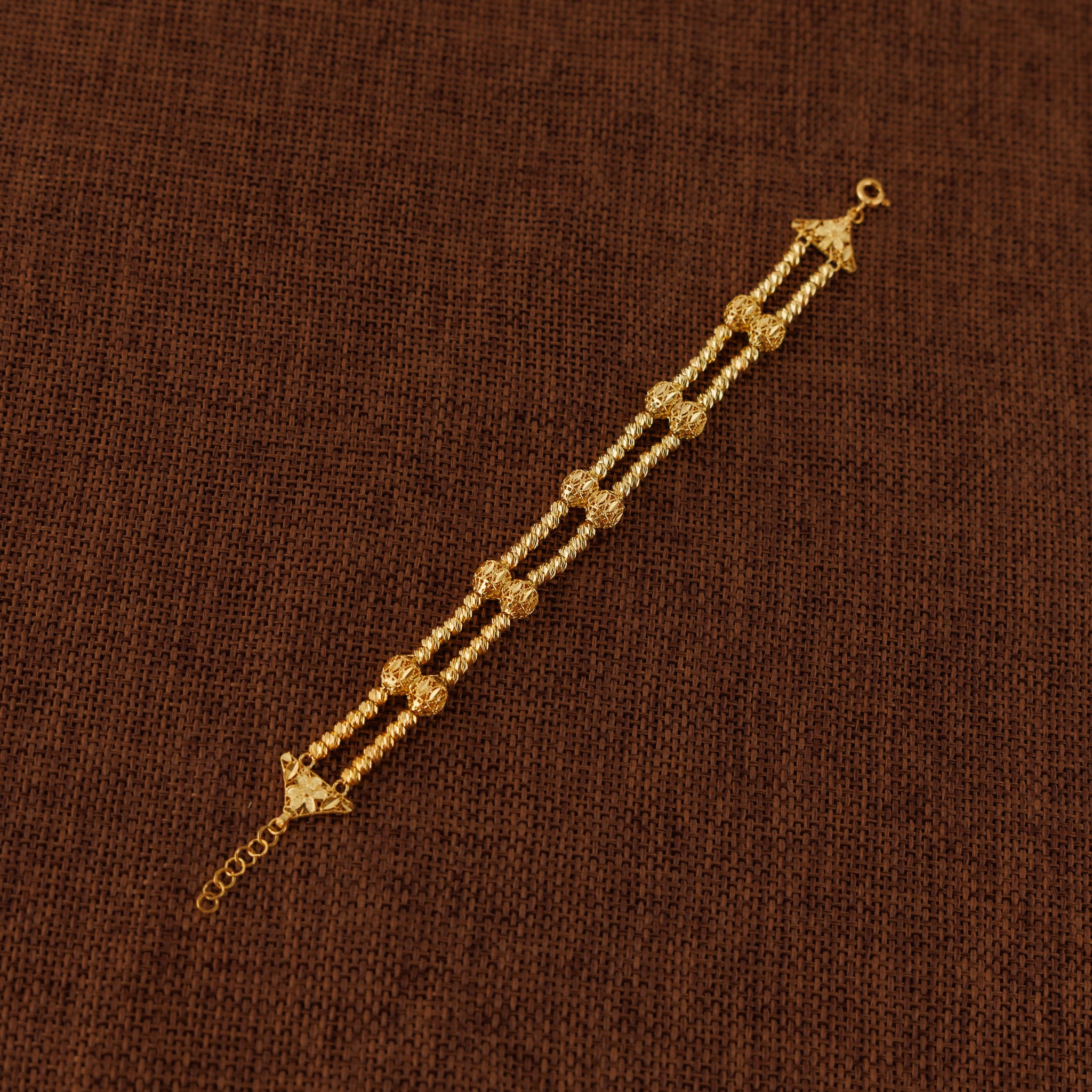 2 Line RP Beads Bracelet (D6) - Silver 925 & Gold Plated