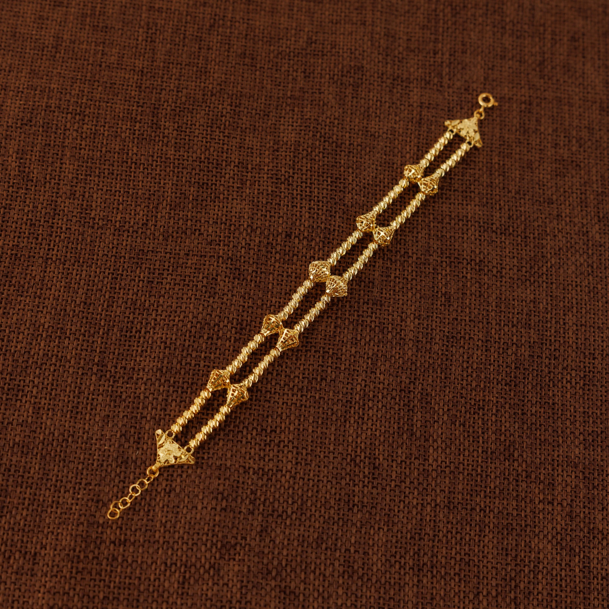 2 Line RP Beads Bracelet (D1) - Silver 925 & Gold Plated