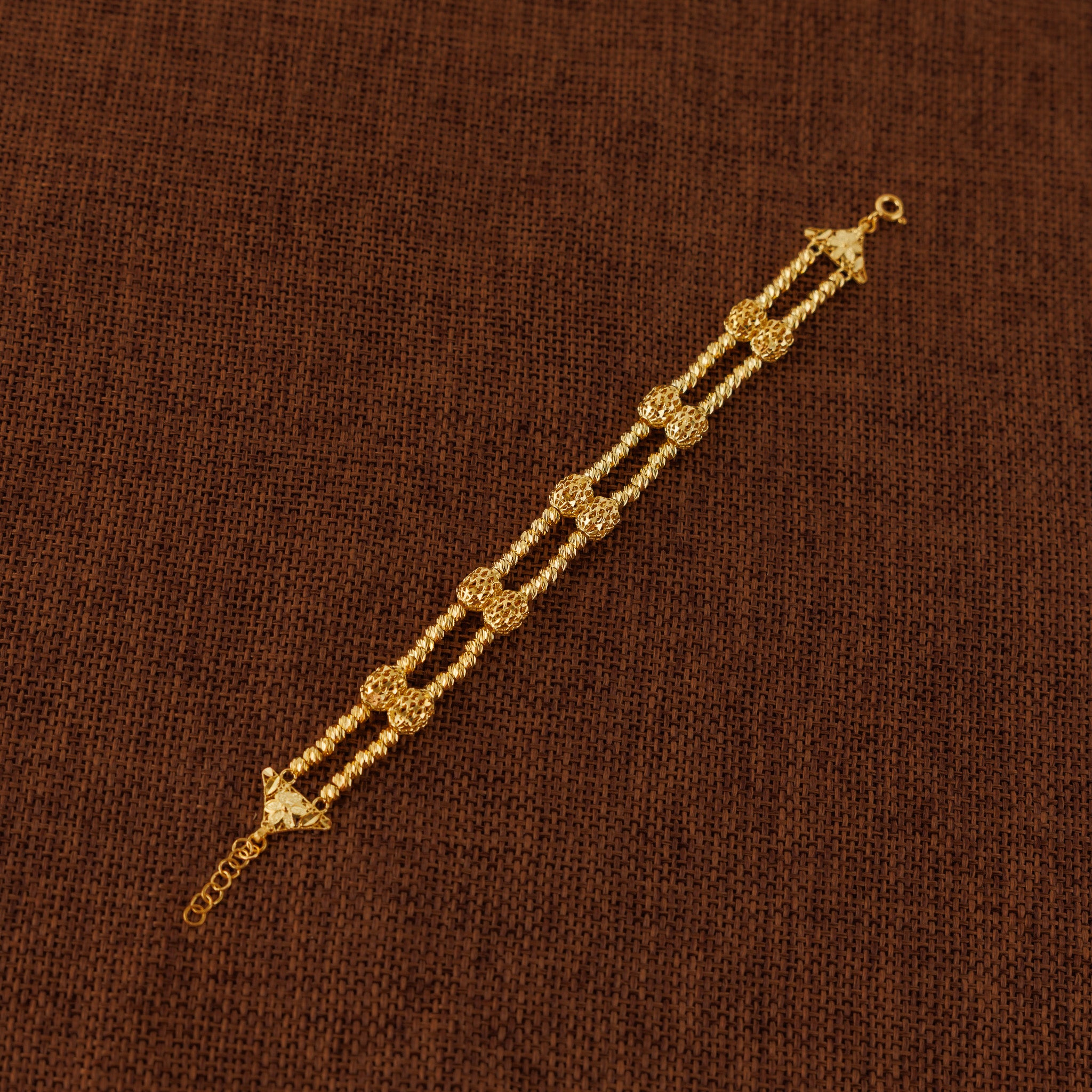 2 Line RP Beads Bracelet (D3) - Silver 925 & Gold Plated