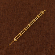 2 Line RP Beads Bracelet (D4) - 925 Silver & 24K Gold Plated
