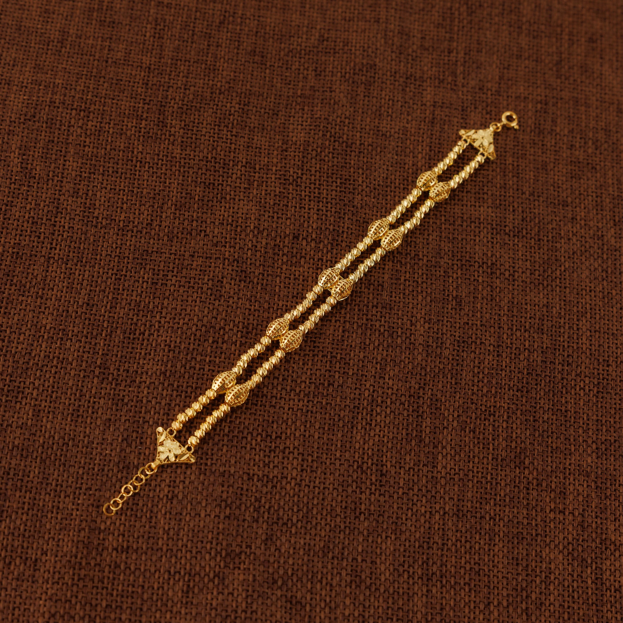 2 Line RP Beads Bracelet (D4) - Silver 925 & Gold Plated